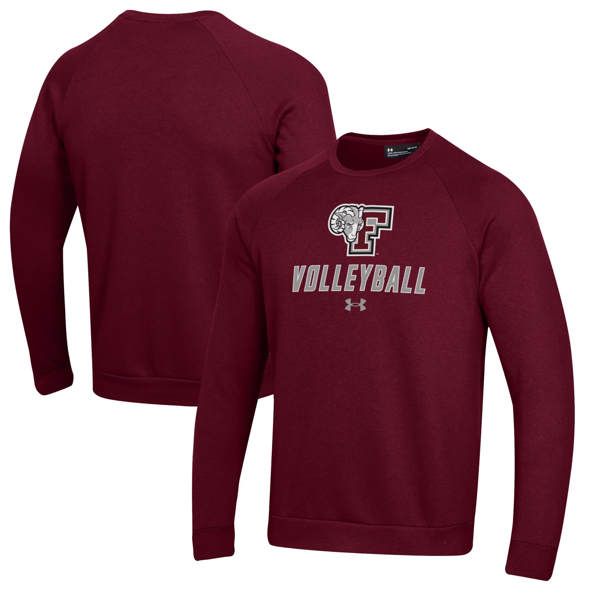 Men's Under Armour Maroon Fordham Rams Volleyball Rival Fleece Raglan Pullover Sweatshirt