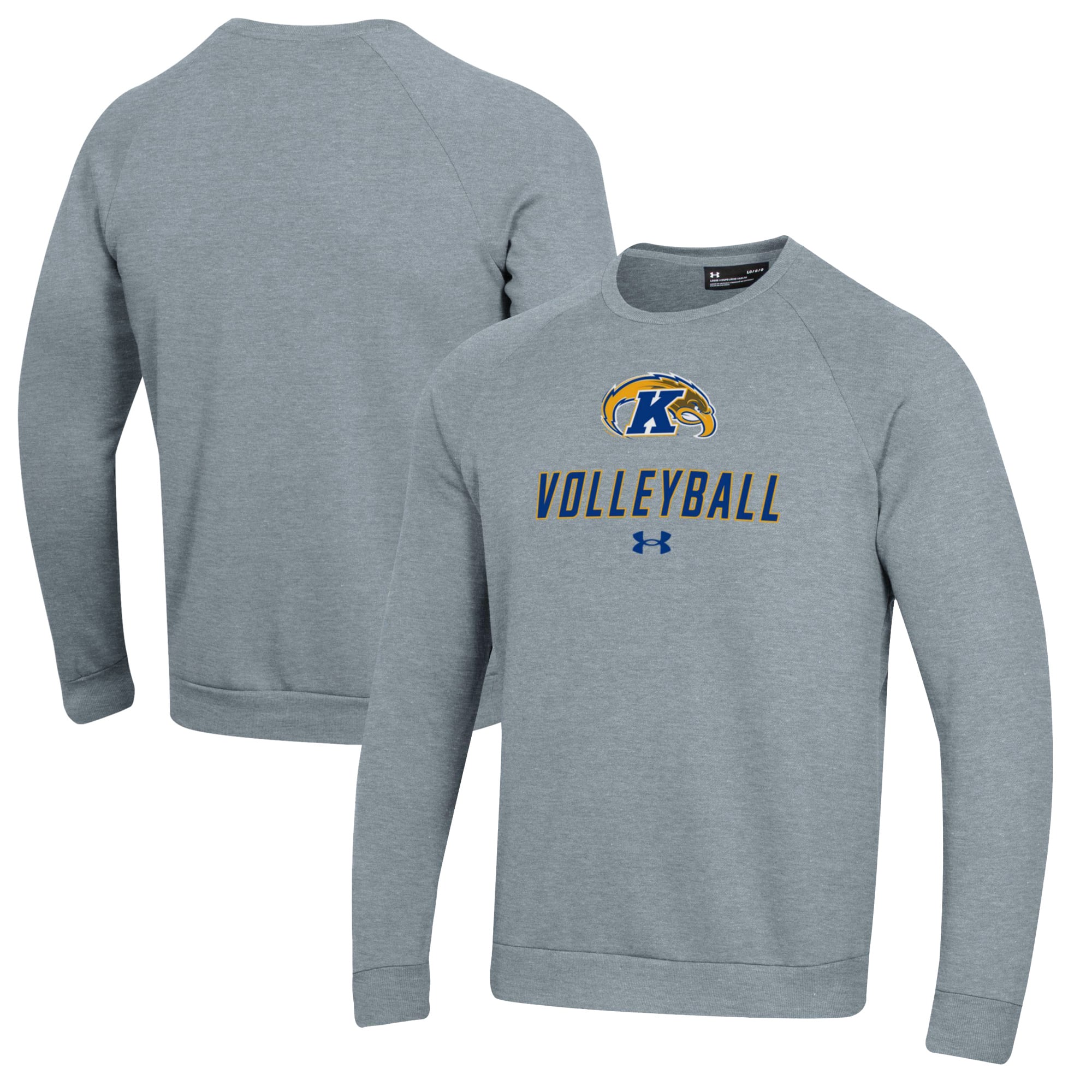 Men's Under Armour Gray Kent State Golden Flashes Volleyball Rival Fleece Raglan Pullover Sweatshirt