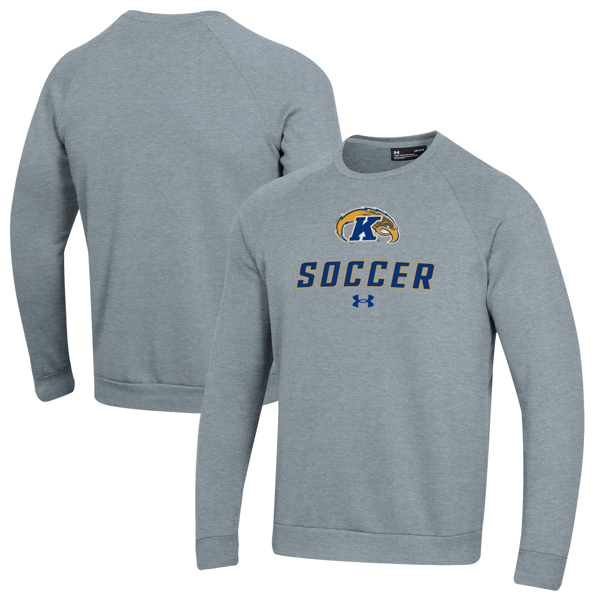 Men's Under Armour Gray Kent State Golden Flashes Soccer Rival Fleece Raglan Pullover Sweatshirt