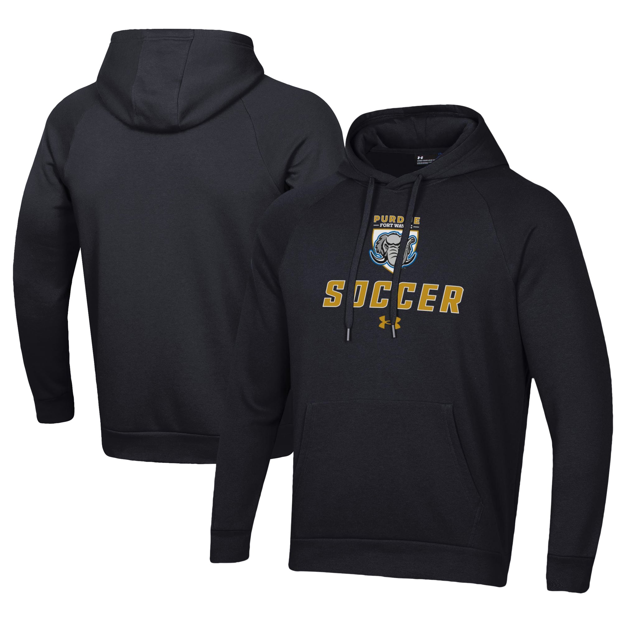 Men's Under Armour Black Purdue Fort Wayne Mastodons Rival Fleece Pullover Hoodie