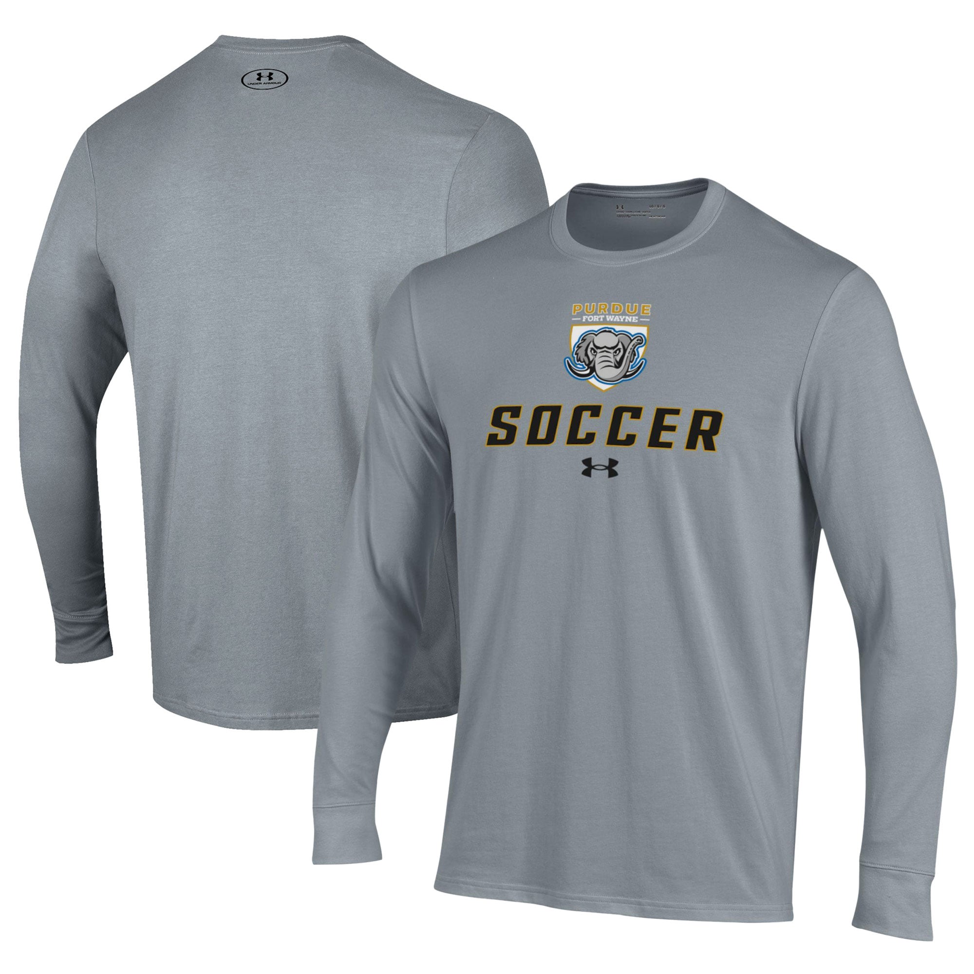 Men's Under Armour Gray Purdue Fort Wayne Mastodons Soccer Performance Long Sleeve T-Shirt