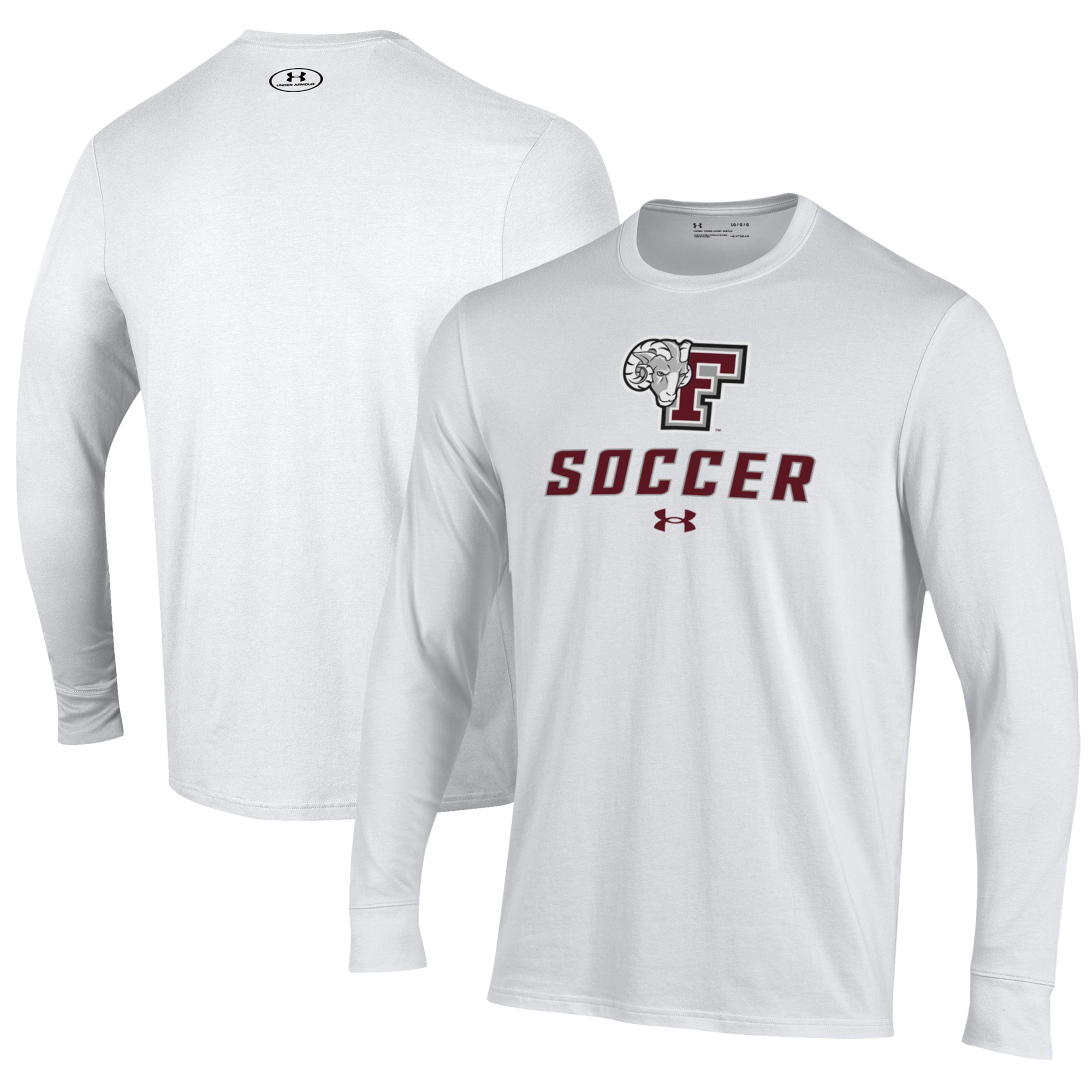 Men's Under Armour White Fordham Rams Soccer Performance Long Sleeve T-Shirt