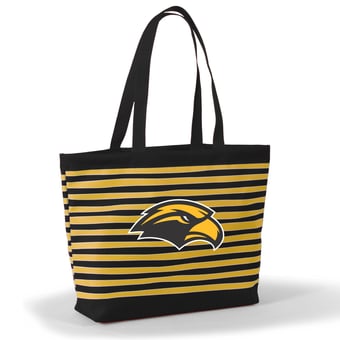 Women's Black Southern Miss Golden Eagles Wavy Striped Tatum Tote Bag