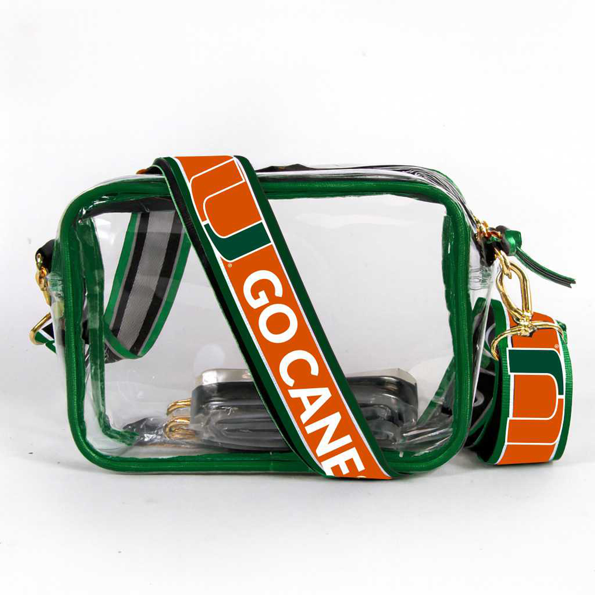 Women's Miami Hurricanes Hailey Clear Purse with Logo Strap