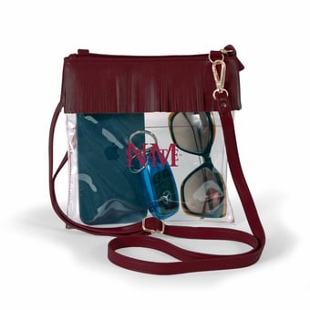 Women's Crimson New Mexico State Aggies Judyann Clear Crossbody with Fringe