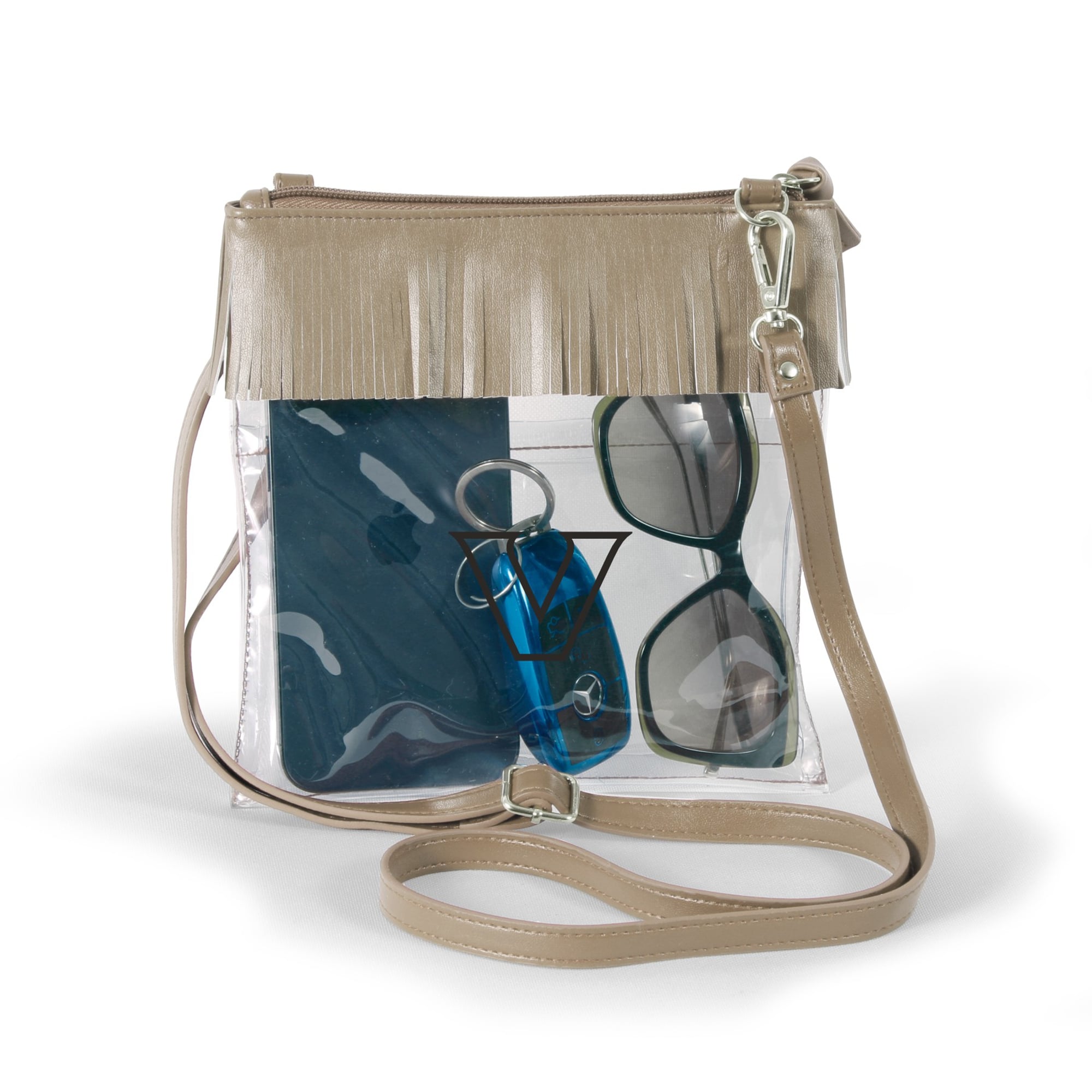 Women's Gold Vanderbilt Commodores Judyann Clear Crossbody with Fringe