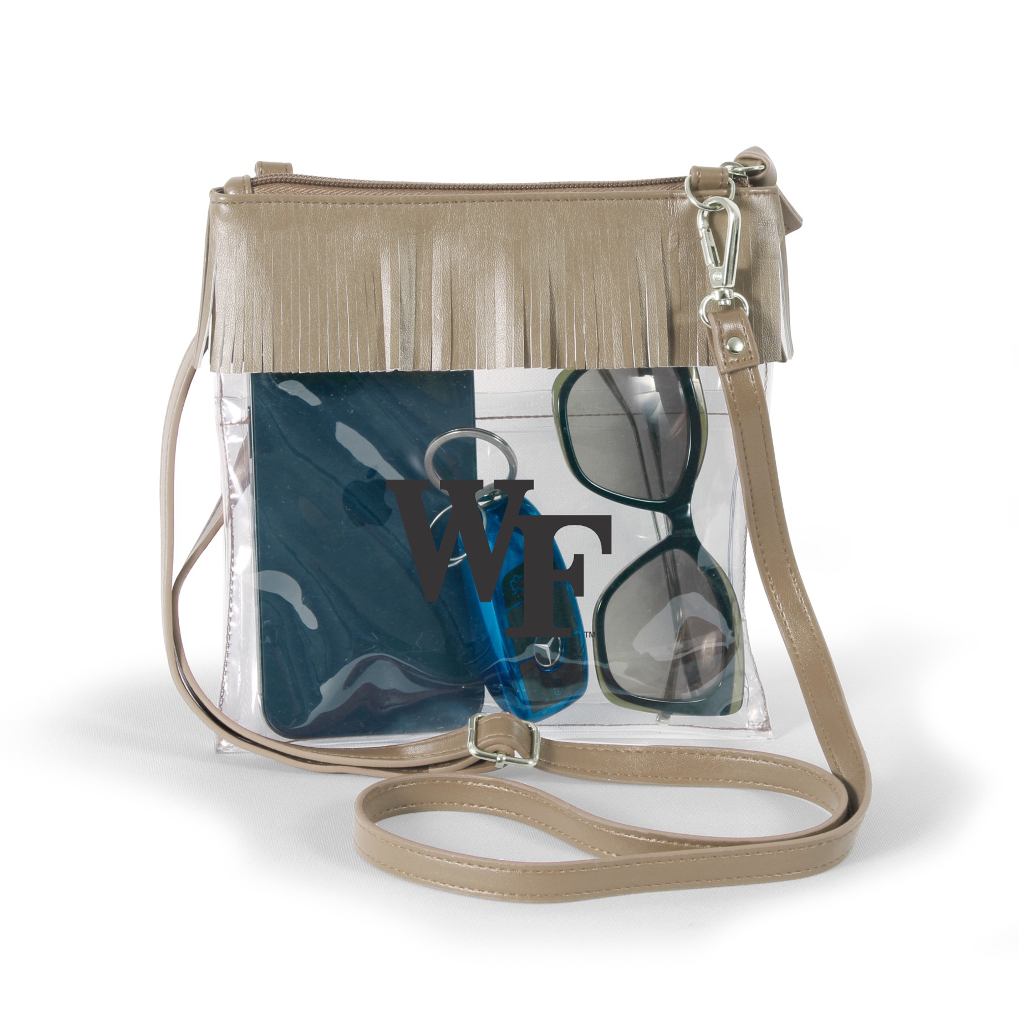 Women's Gold Wake Forest Demon Deacons Judyann Clear Crossbody with Fringe
