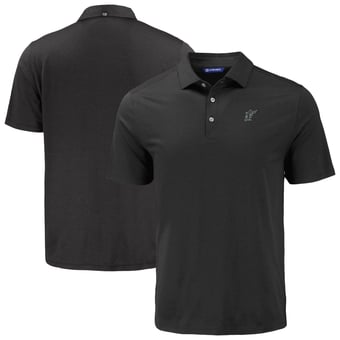 Men's Cutter & Buck Black Florida Marlins Cooperstown Collection Coastline Epic Comfort Eco Recycled Polo