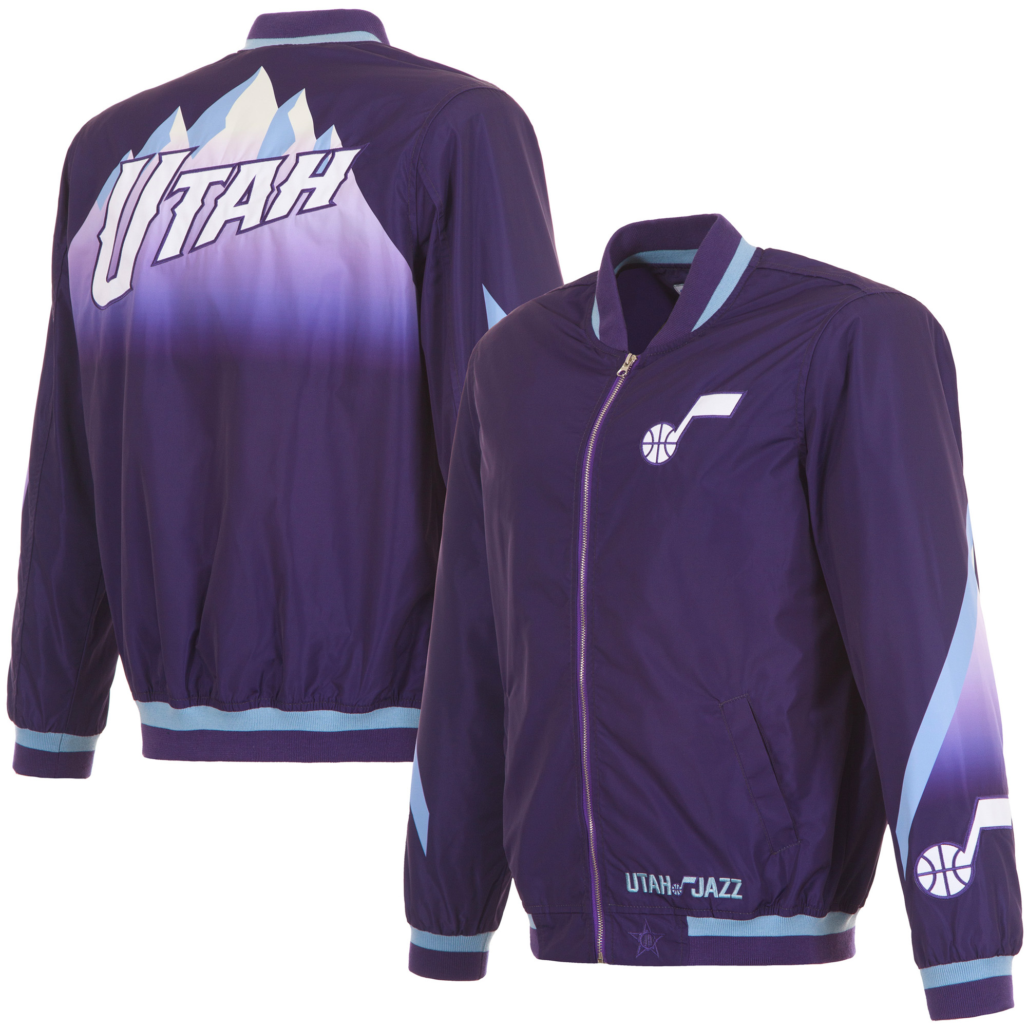 Men’s JH Design Purple Utah Jazz 2024/25 City Edition Full-Zip Nylon Bomber Jacket Men’s JH Design Purple Utah Jazz 2024/25 City Edition Full-Zip Nylon Bomber Jacket