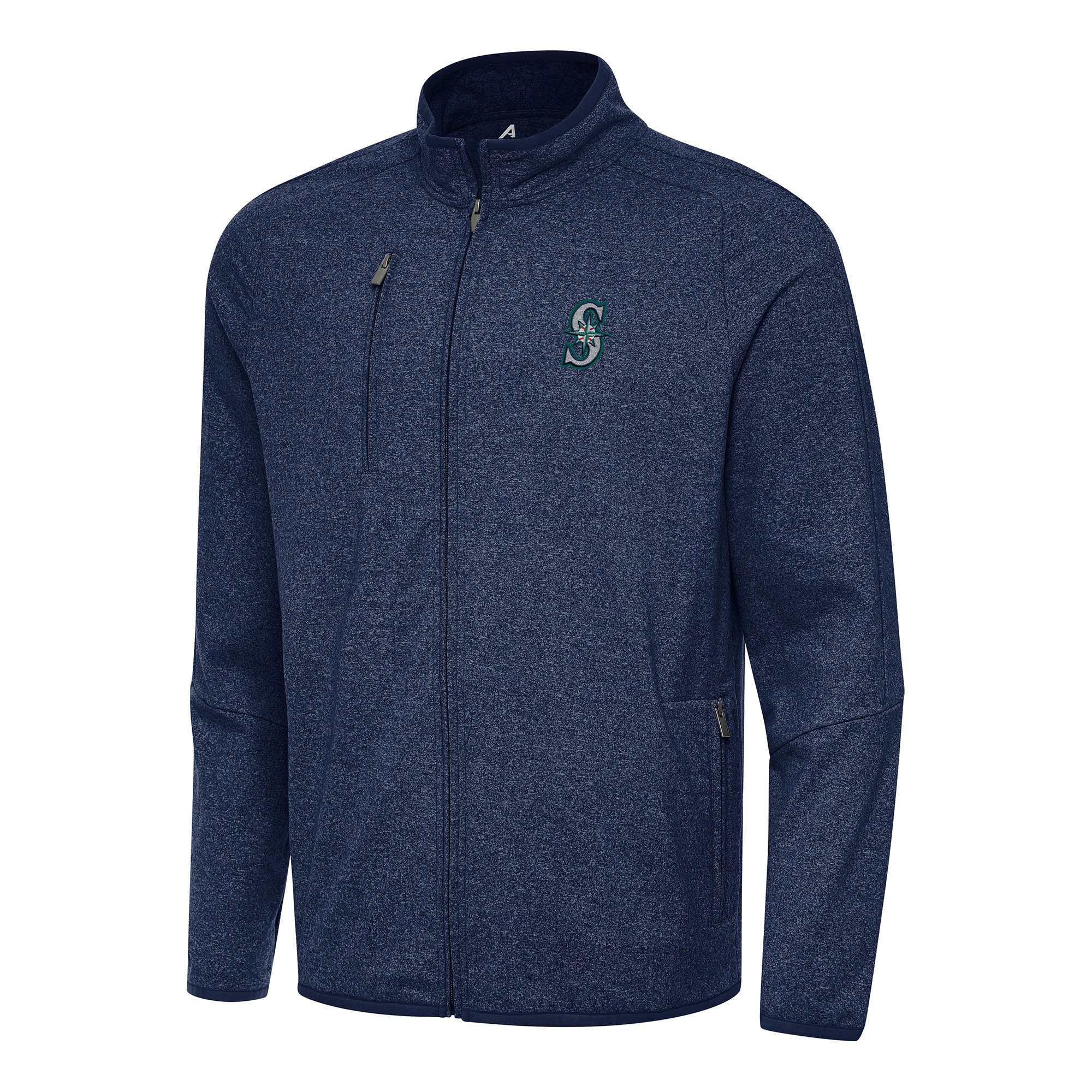 Men’s Antigua Heather Navy Seattle Mariners Hold-Up Tri-Blend Full-Zip Jacket Men’s Antigua Heather Navy Seattle Mariners Hold-Up Tri-Blend Full-Zip Jacket