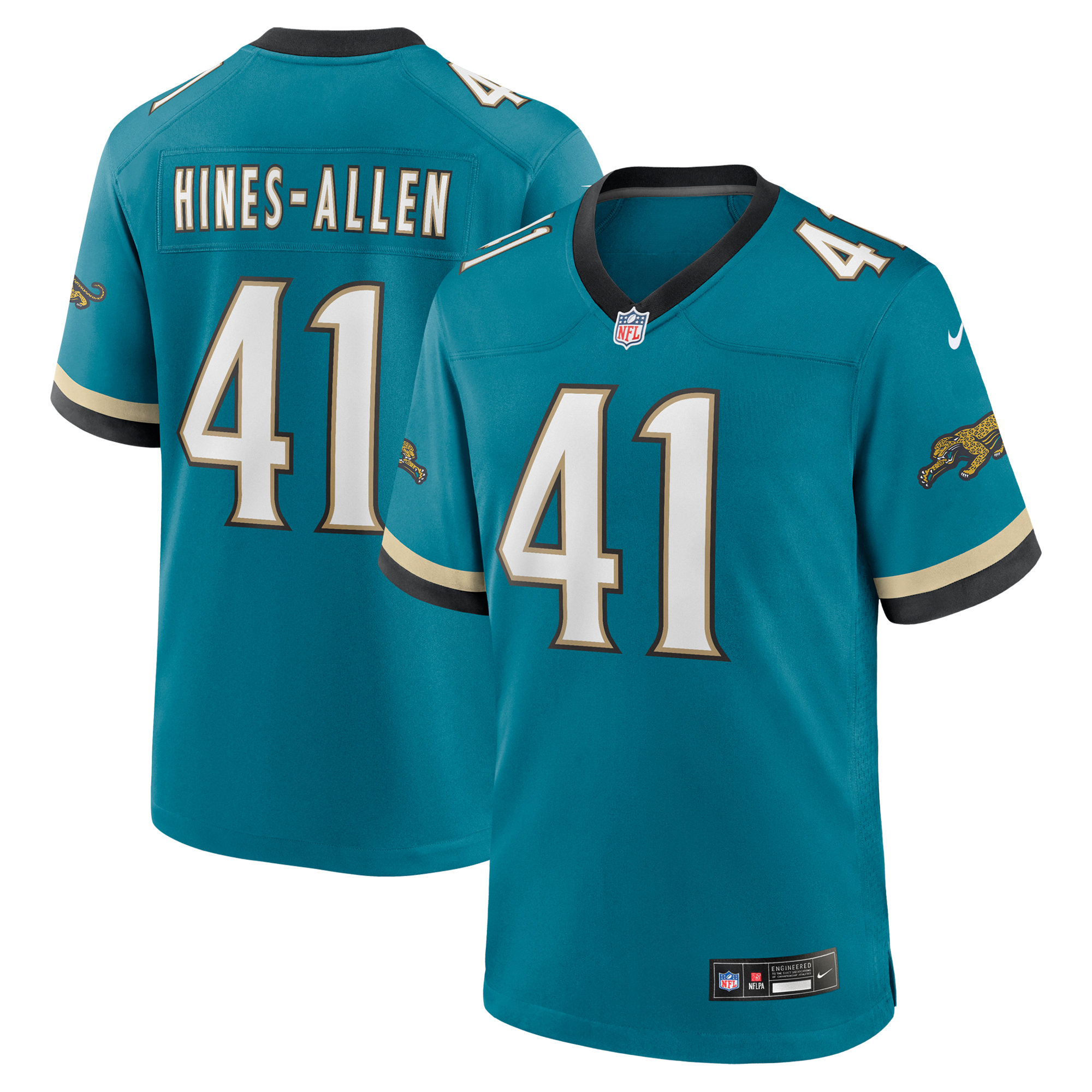 Camiseta Nike Game Secundario Throwback de la 3ª equipación del Jacksonville Jaguars - Verde azulado - Josh Hines-Allen - Hombre