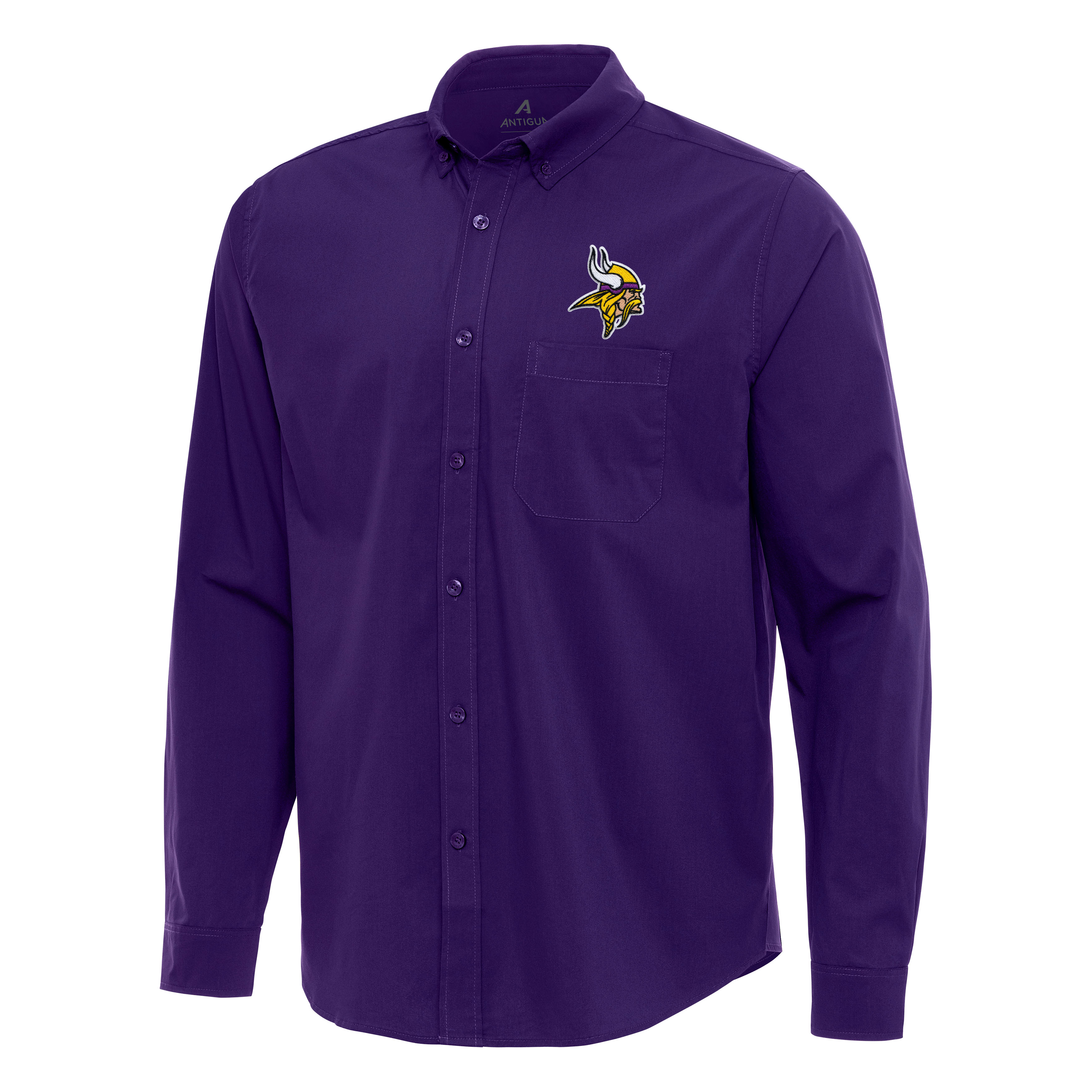 Antigua Men's Purple Minnesota Vikings Flight Woven Tri-Blend Long-Sleeve Button-Down Shirt - Purple