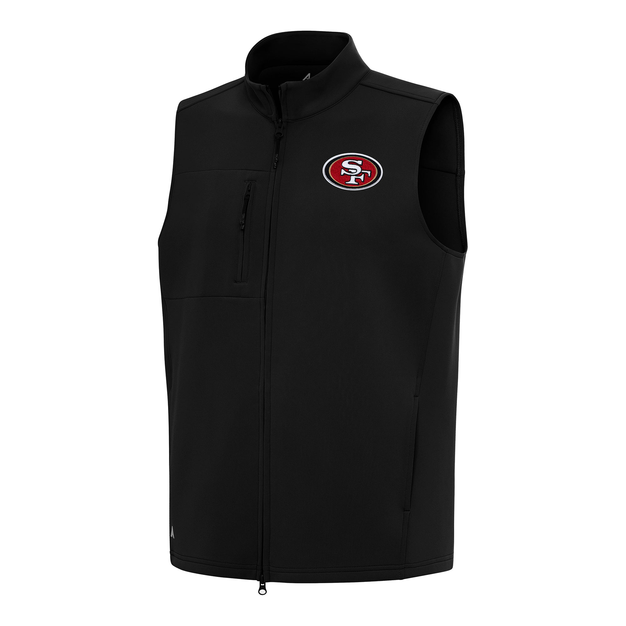 Men’s Antigua Black San Francisco 49ers Demand Full-Zip Vest Men’s Antigua Black San Francisco 49ers Demand Full-Zip Vest
