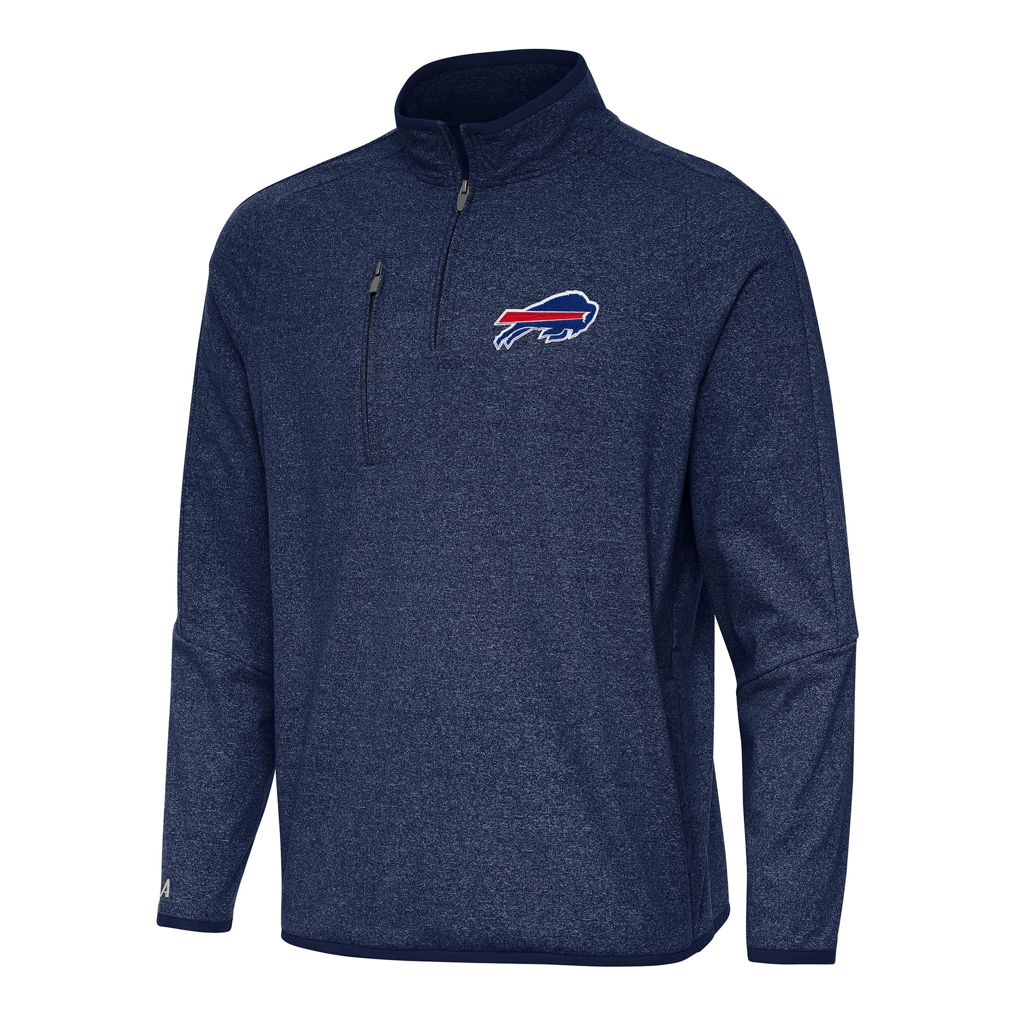 Antigua Men's Heather Navy Buffalo Bills Certain Tri-Blend Quarter-Zip Top - Heather Navy