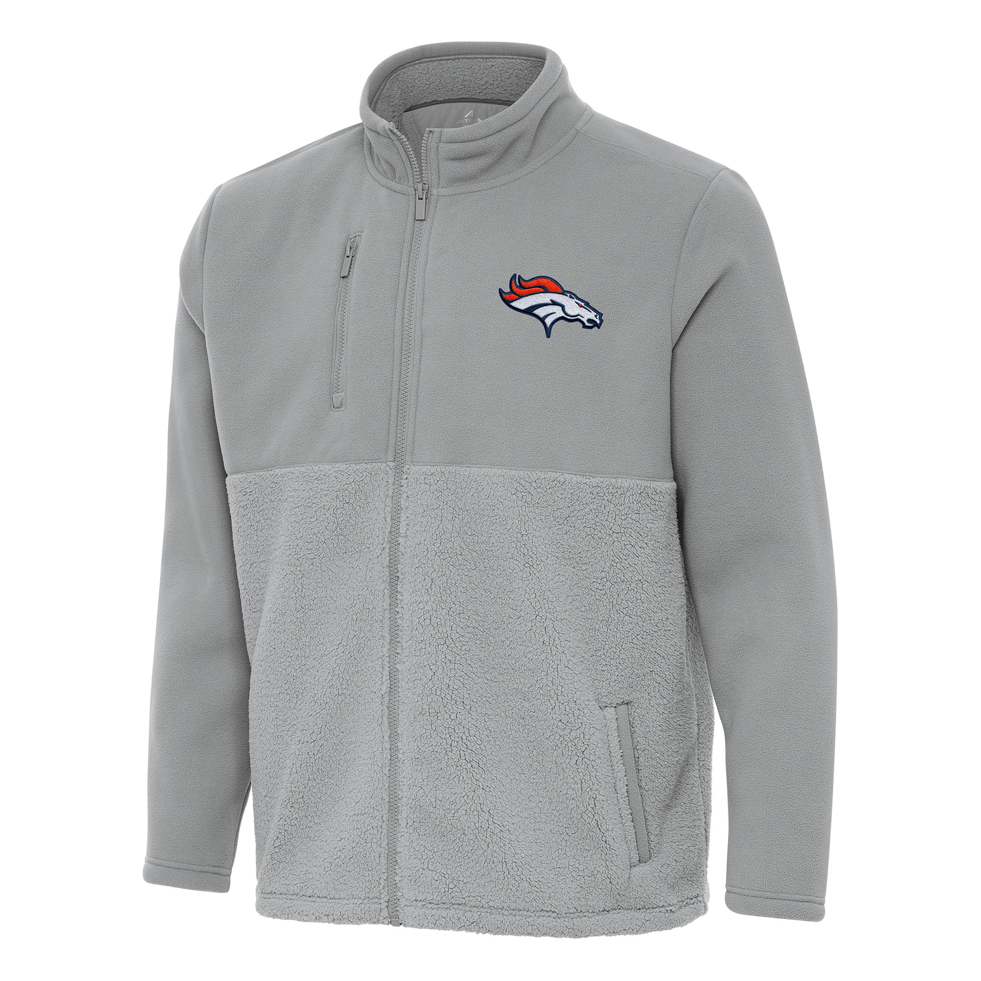 Men's Antigua Gray Denver Broncos Daily Fused Full-Zip Jacket