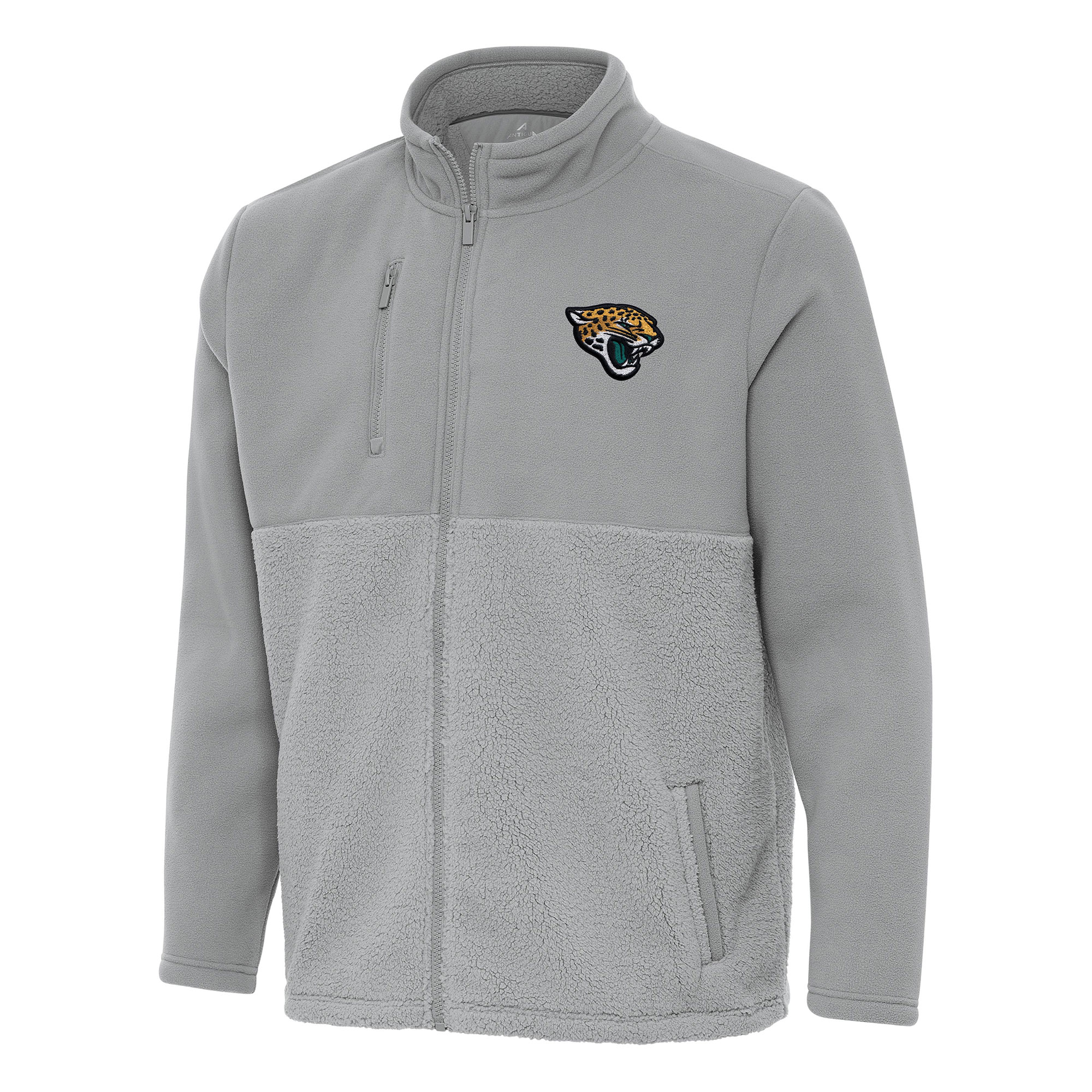 Men's Antigua Gray Jacksonville Jaguars Daily Fused Full-Zip Jacket