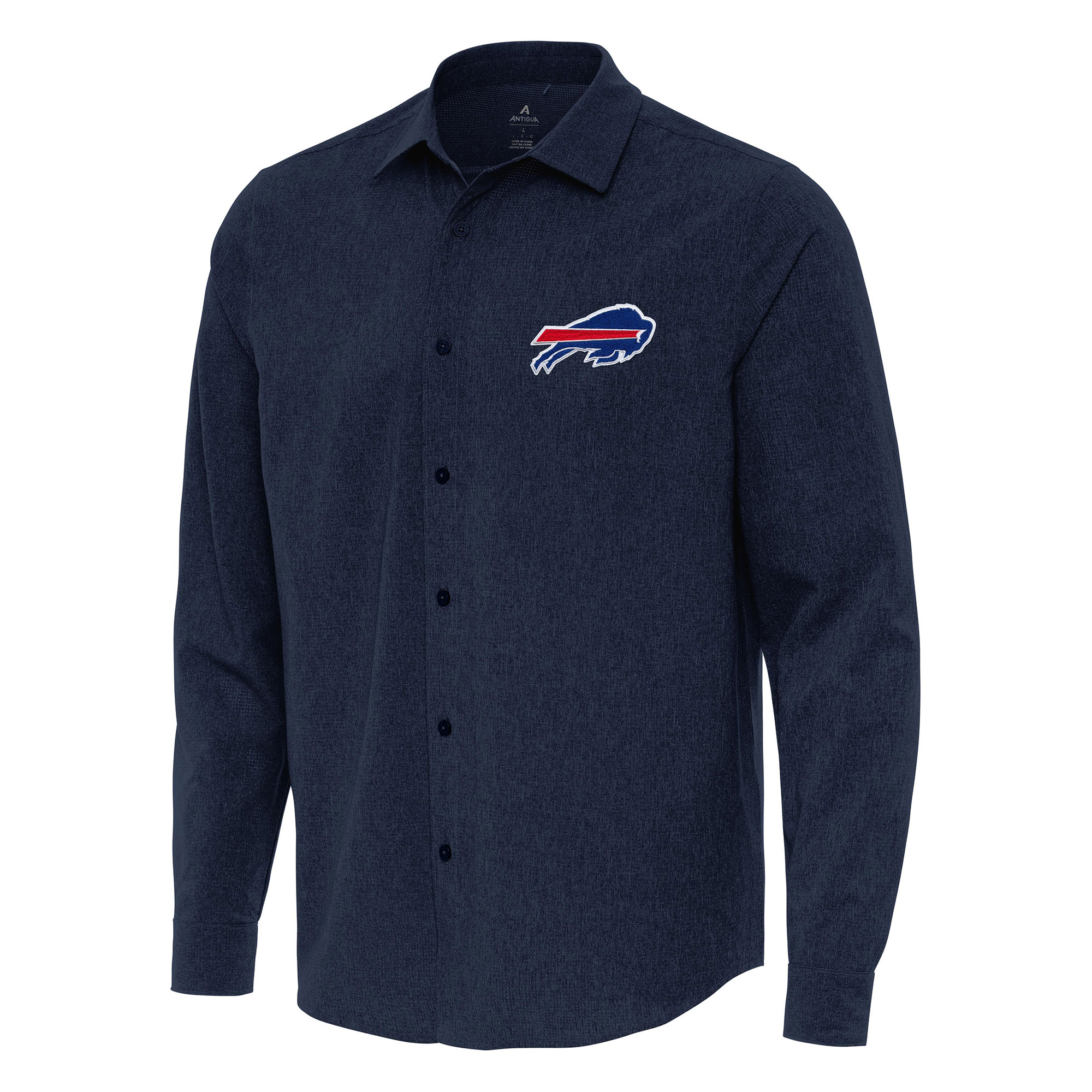 Men's Antigua Navy Buffalo Bills Exposure Woven Long Sleeve Button-Up Shirt