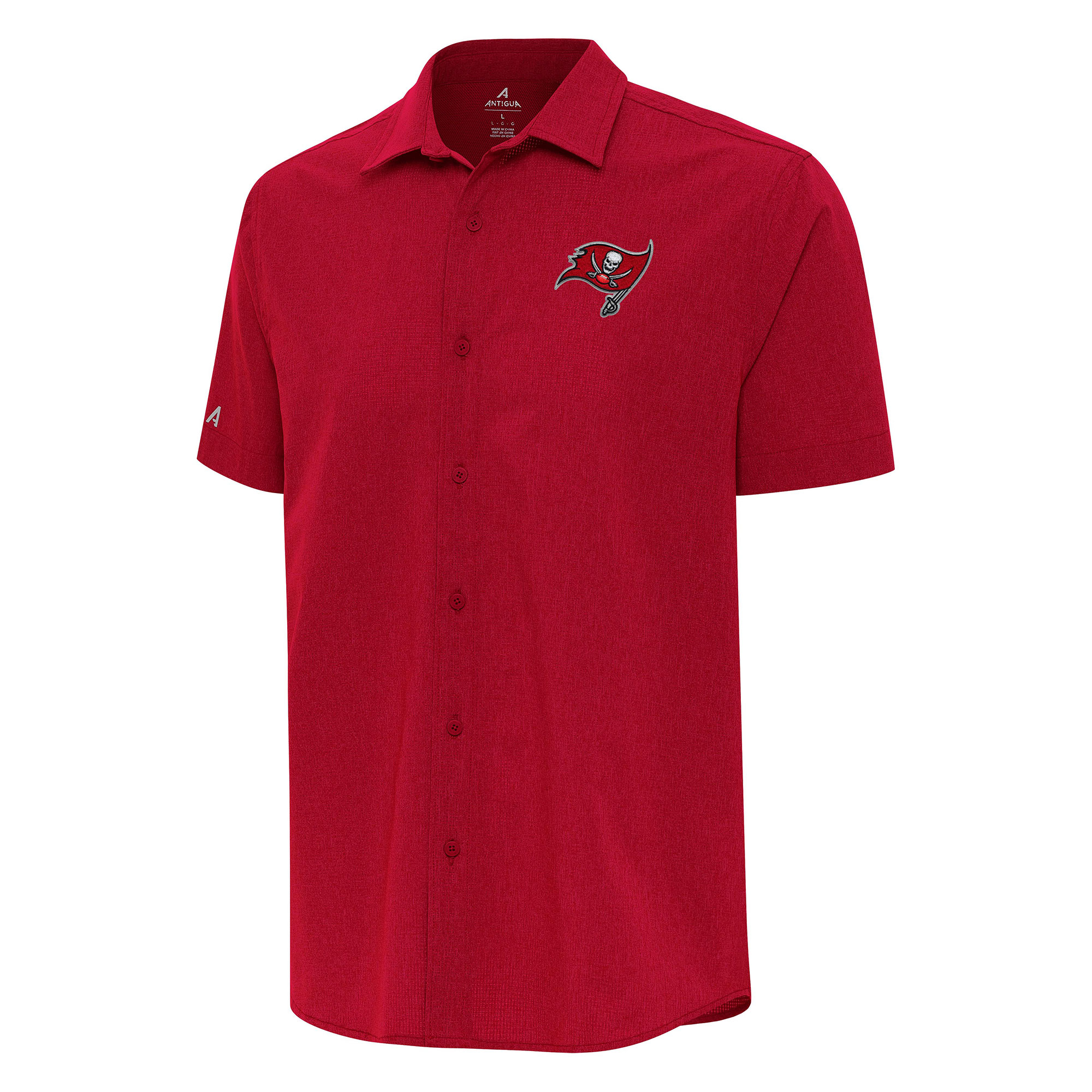 Men's Antigua Red Tampa Bay Buccaneers Activate Woven Button-Up Shirt