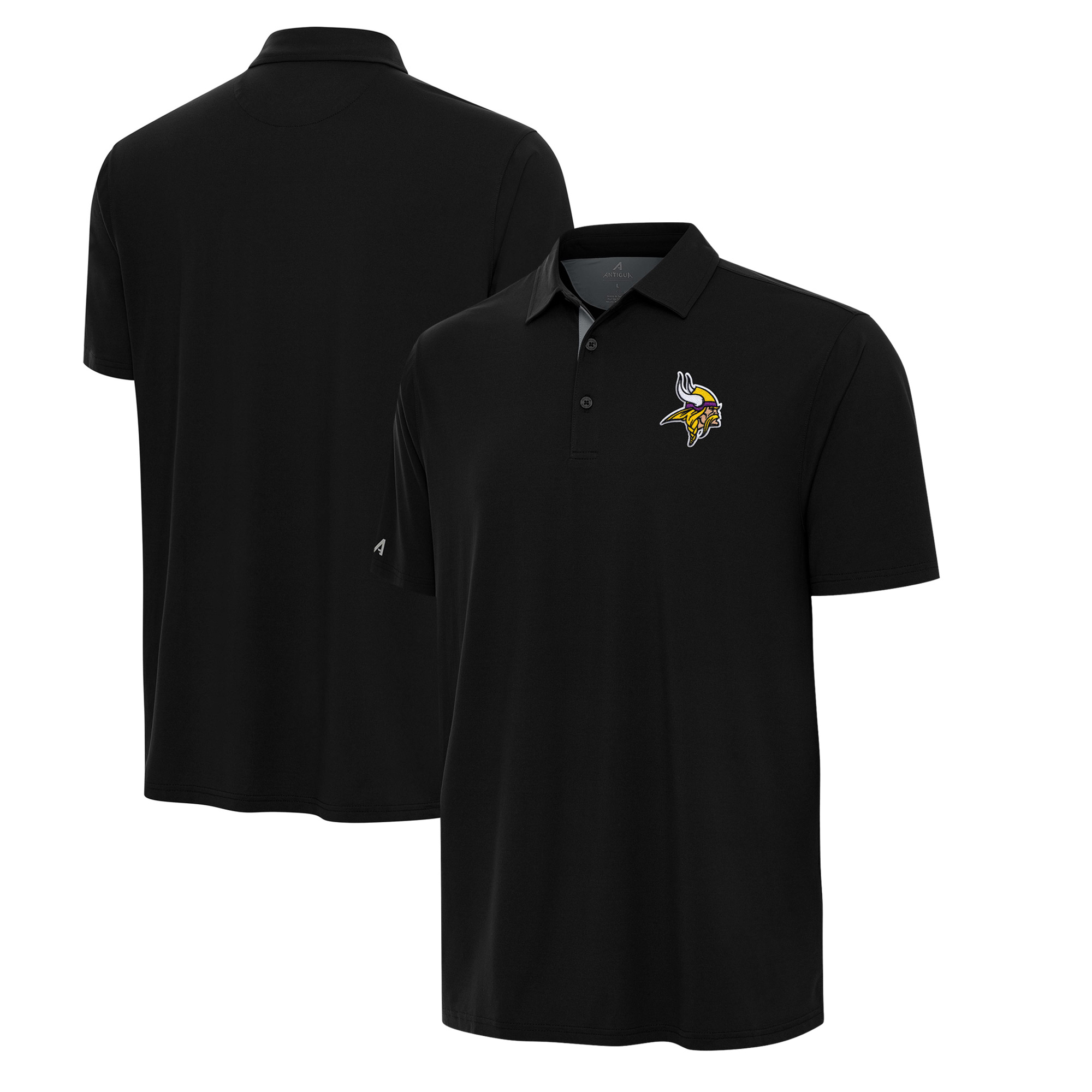 Men's Antigua Black/Gray Minnesota Vikings Era Polo