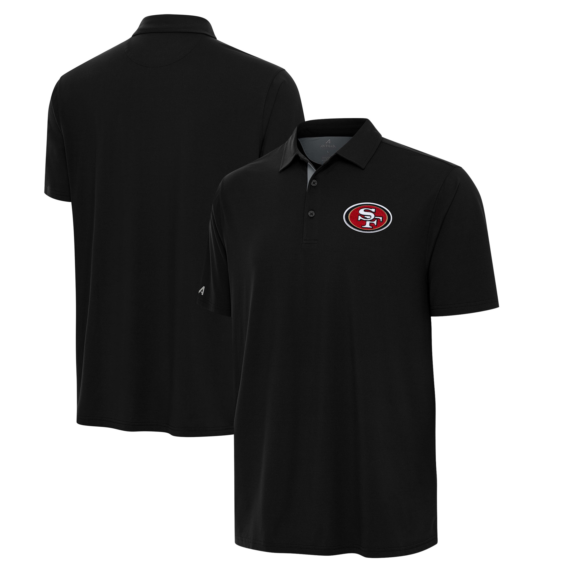 Men's Antigua Black/Gray San Francisco 49ers Era Polo