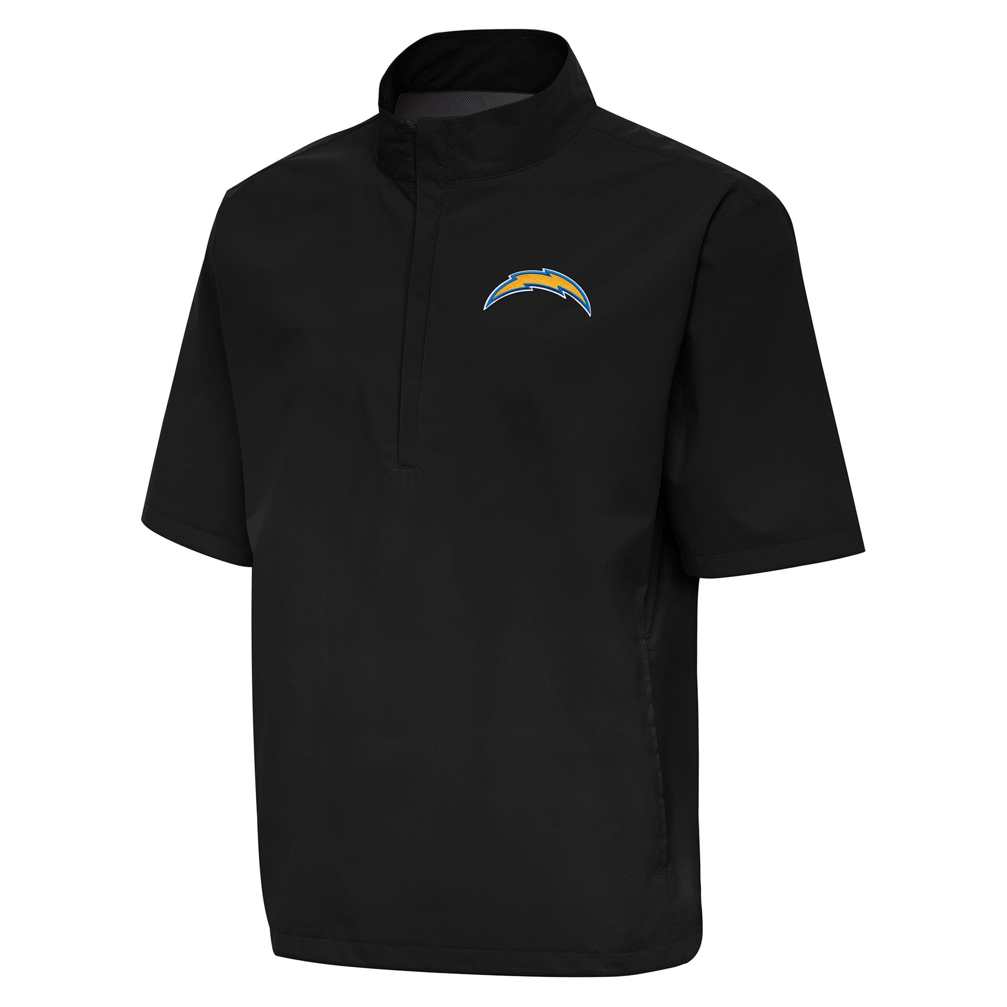 Men’s Antigua Black Los Angeles Chargers Brisk Short Sleeve Quarter-Zip Windshirt