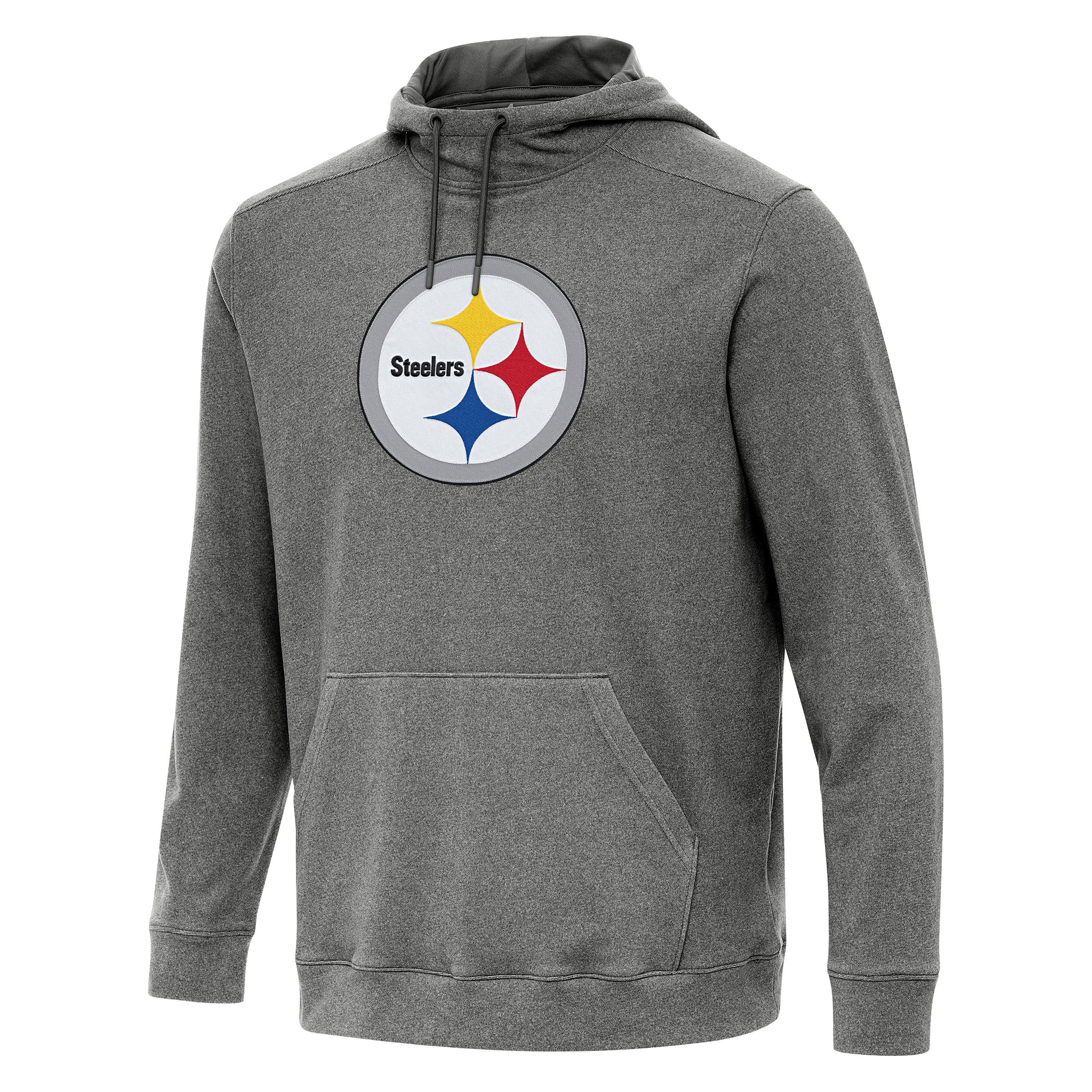 Antigua Men's Heather Black Pittsburgh Steelers Cloud Pullover Hoodie - Charcoal