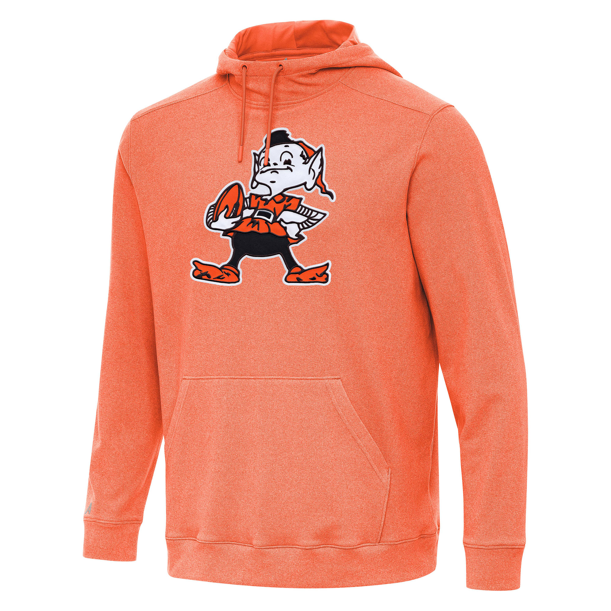 Men's Antigua Heather Orange Cleveland Browns Cloud Pullover Hoodie