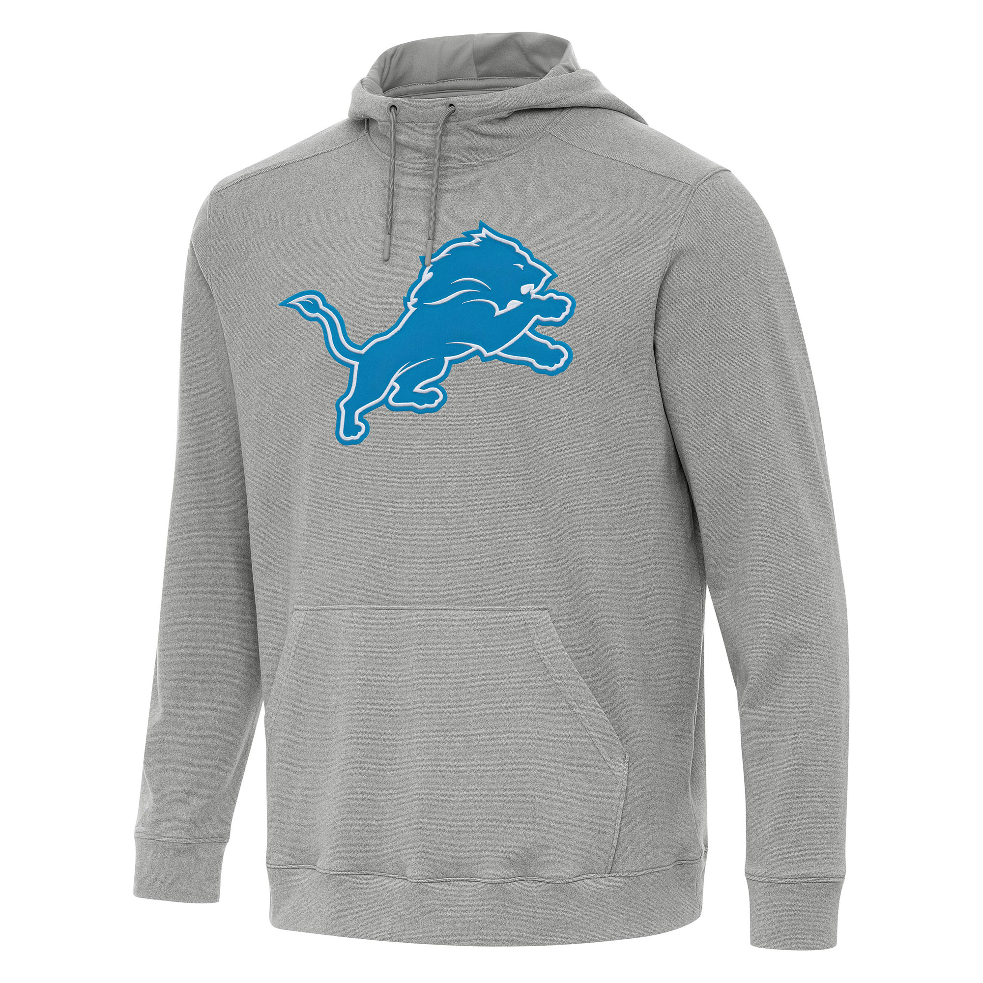 Men's Antigua Heather Gray Detroit Lions Cloud Pullover Hoodie
