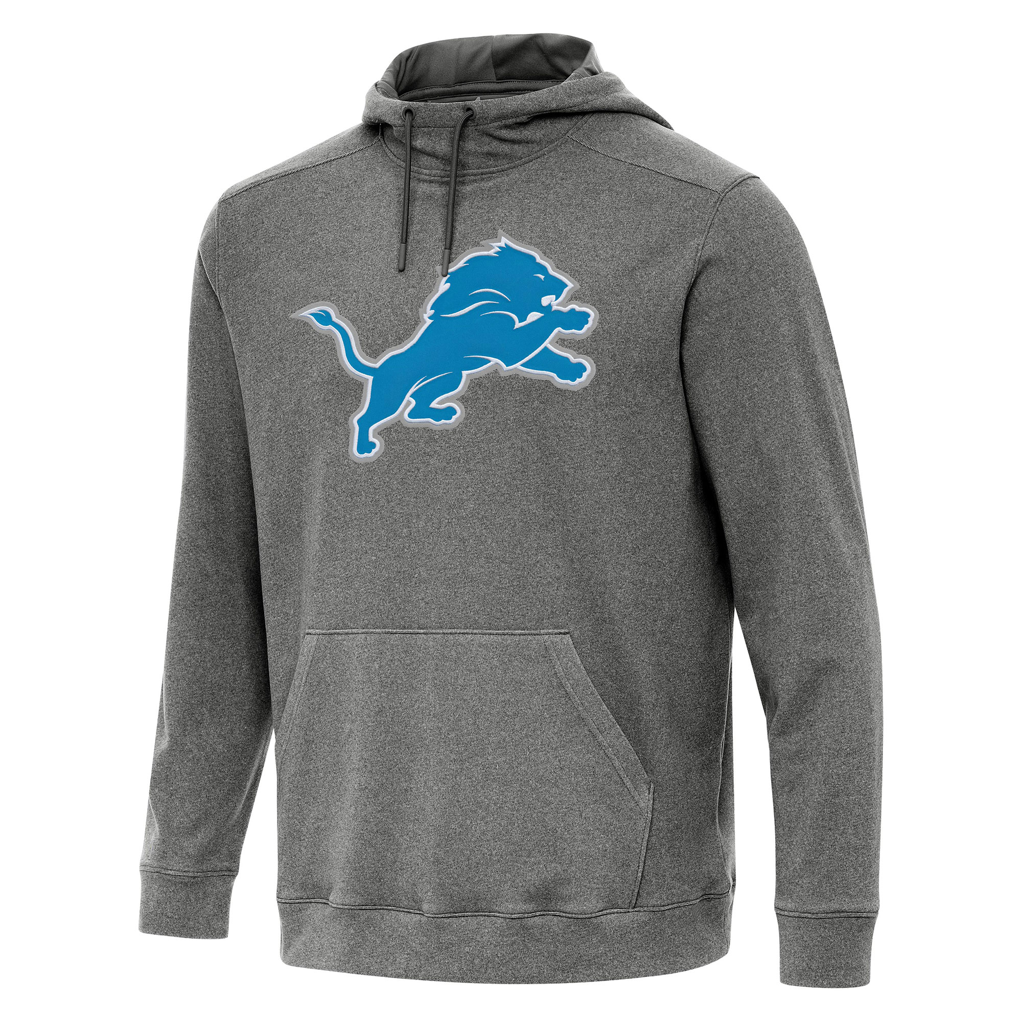 Men's Antigua Heather Black Detroit Lions Cloud Pullover Hoodie