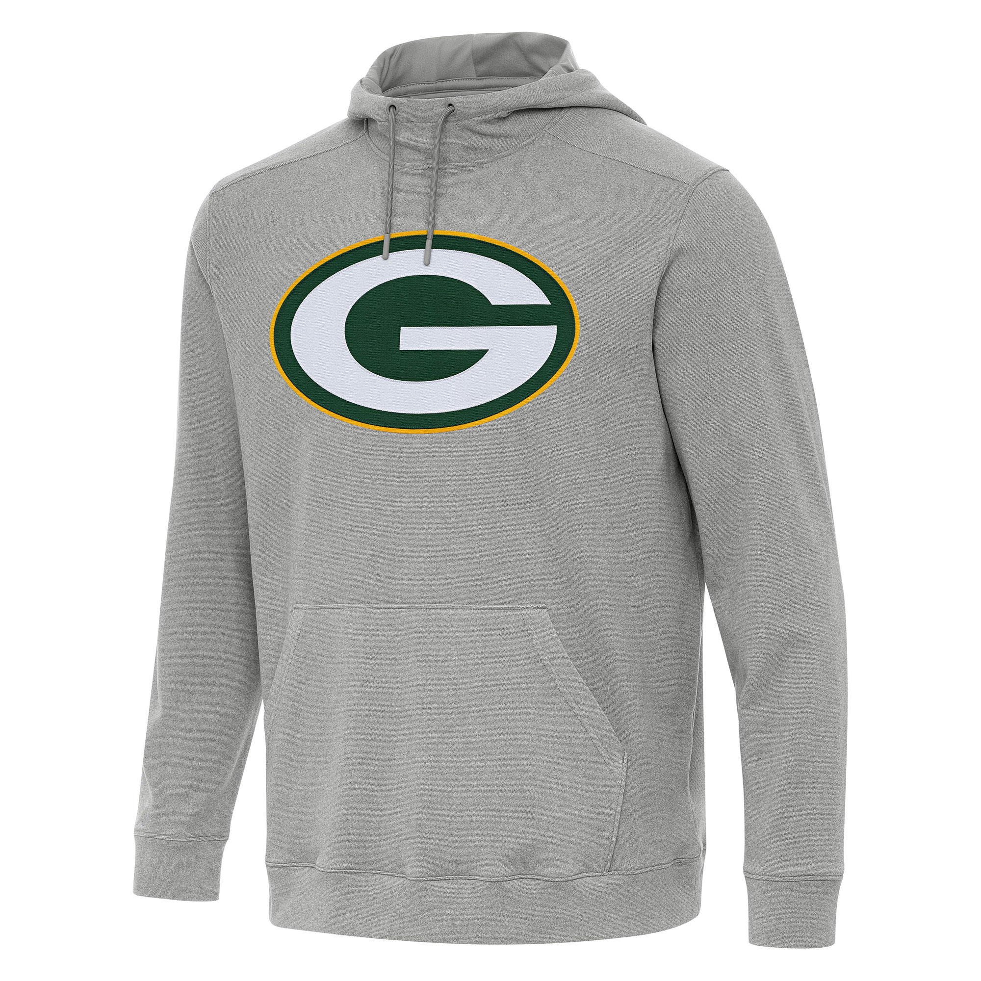 Men's Antigua Heather Gray Green Bay Packers Cloud Pullover Hoodie