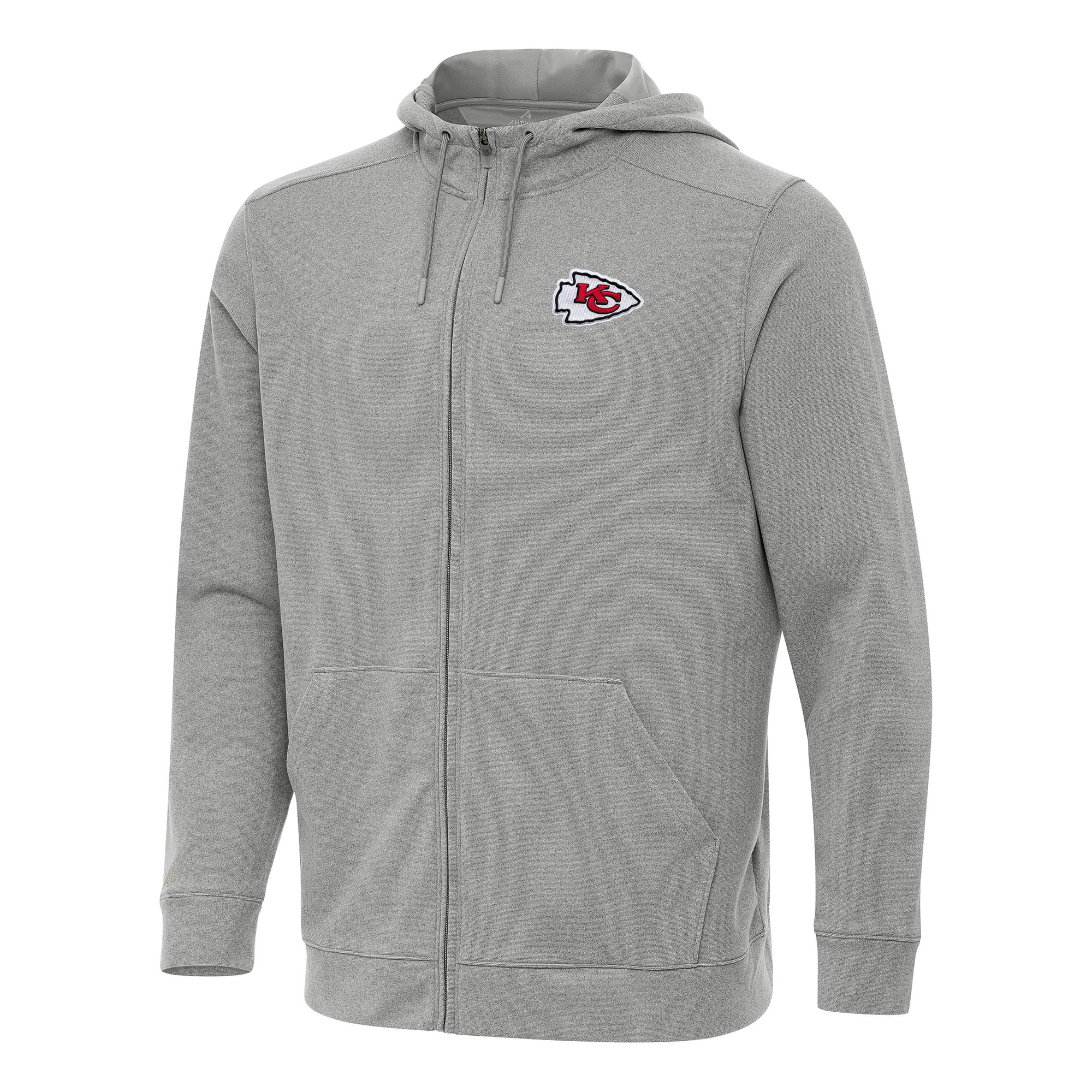 Men's Antigua Heather Gray Kansas City Chiefs Effortless Full-Zip Hoodie