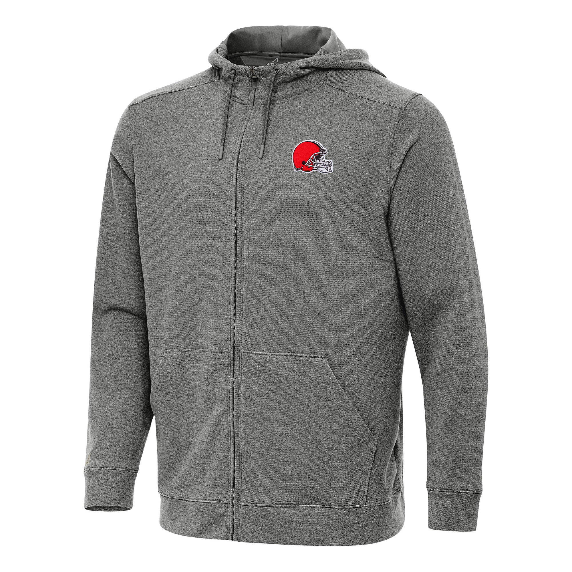 Men's Antigua Heather Black Cleveland Browns Effortless Full-Zip Hoodie