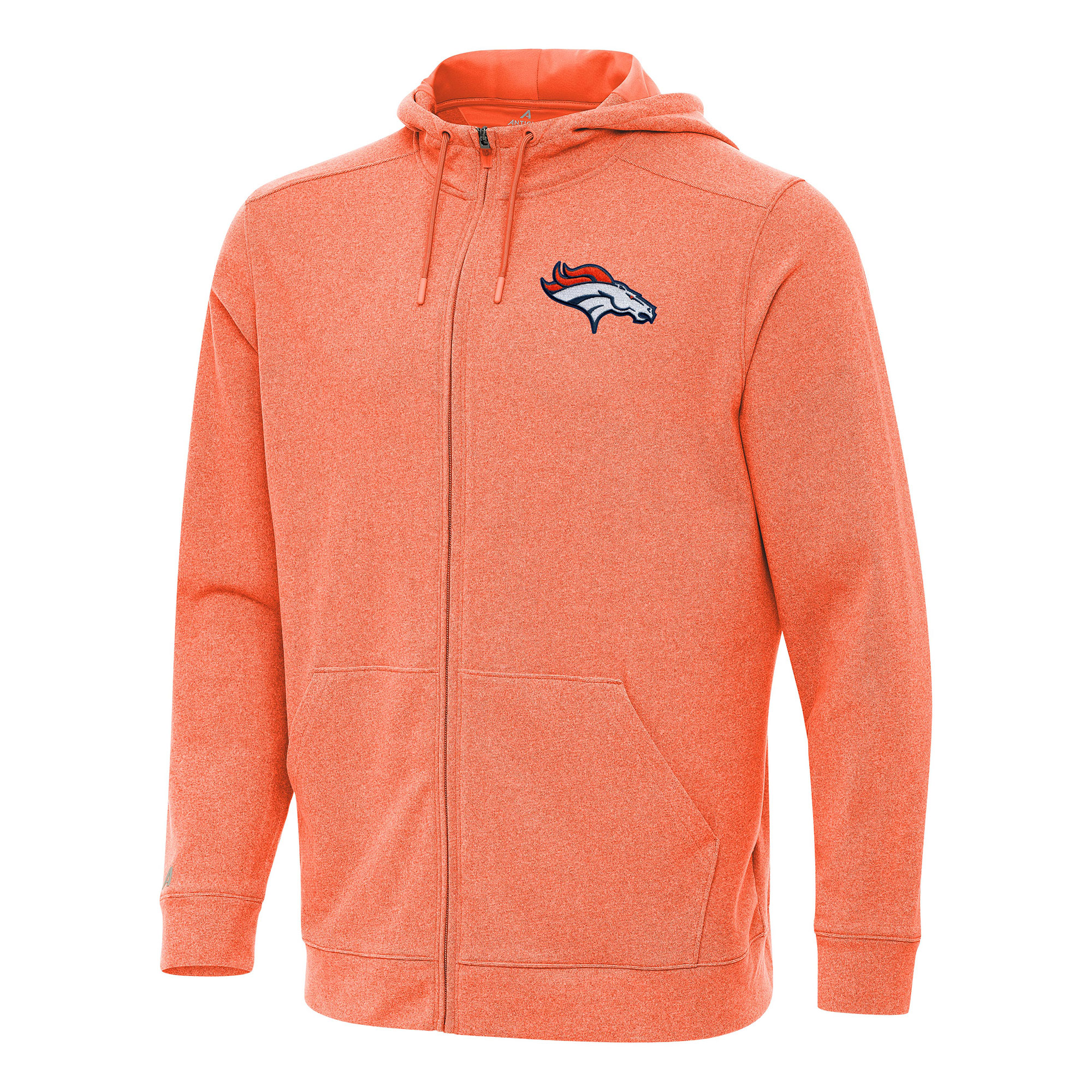 Men's Antigua Heather Orange Denver Broncos Effortless Full-Zip Hoodie