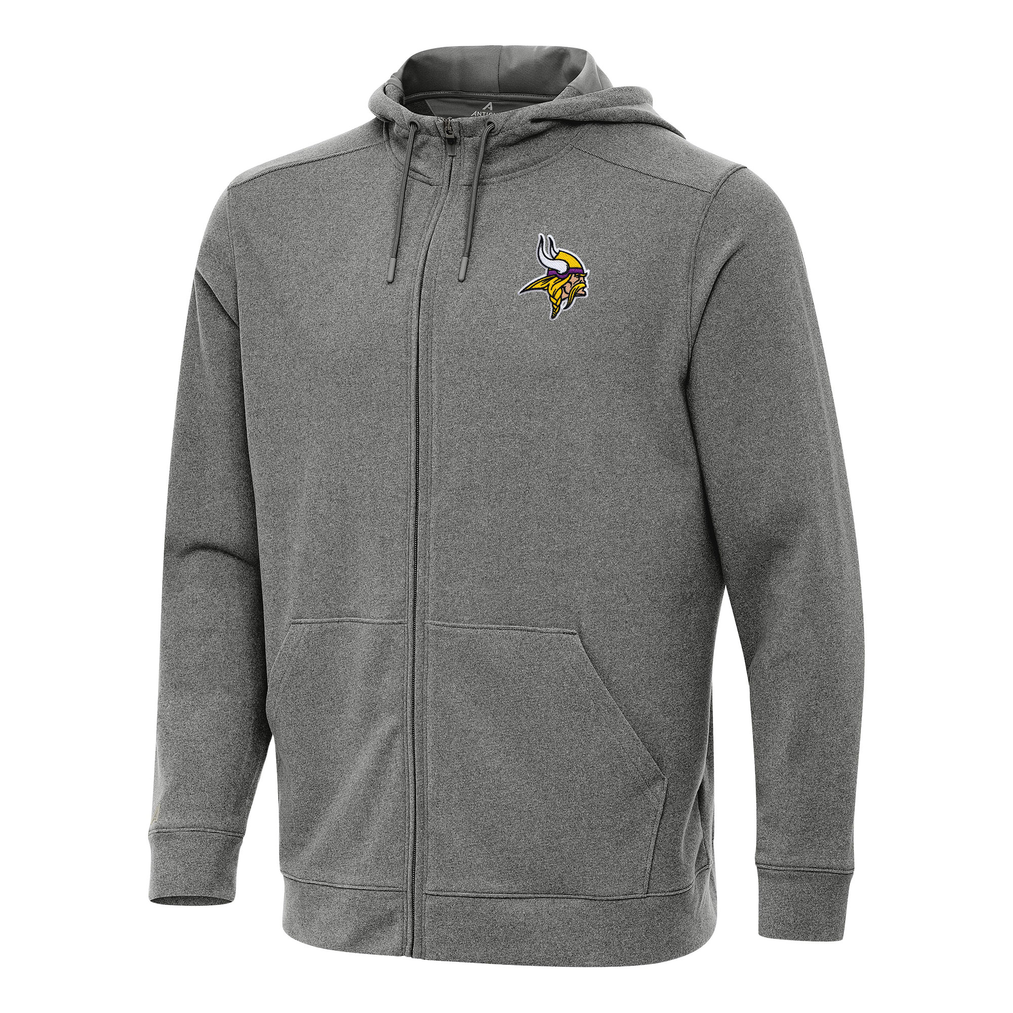 Men's Antigua Heather Black Minnesota Vikings Effortless Full-Zip Hoodie