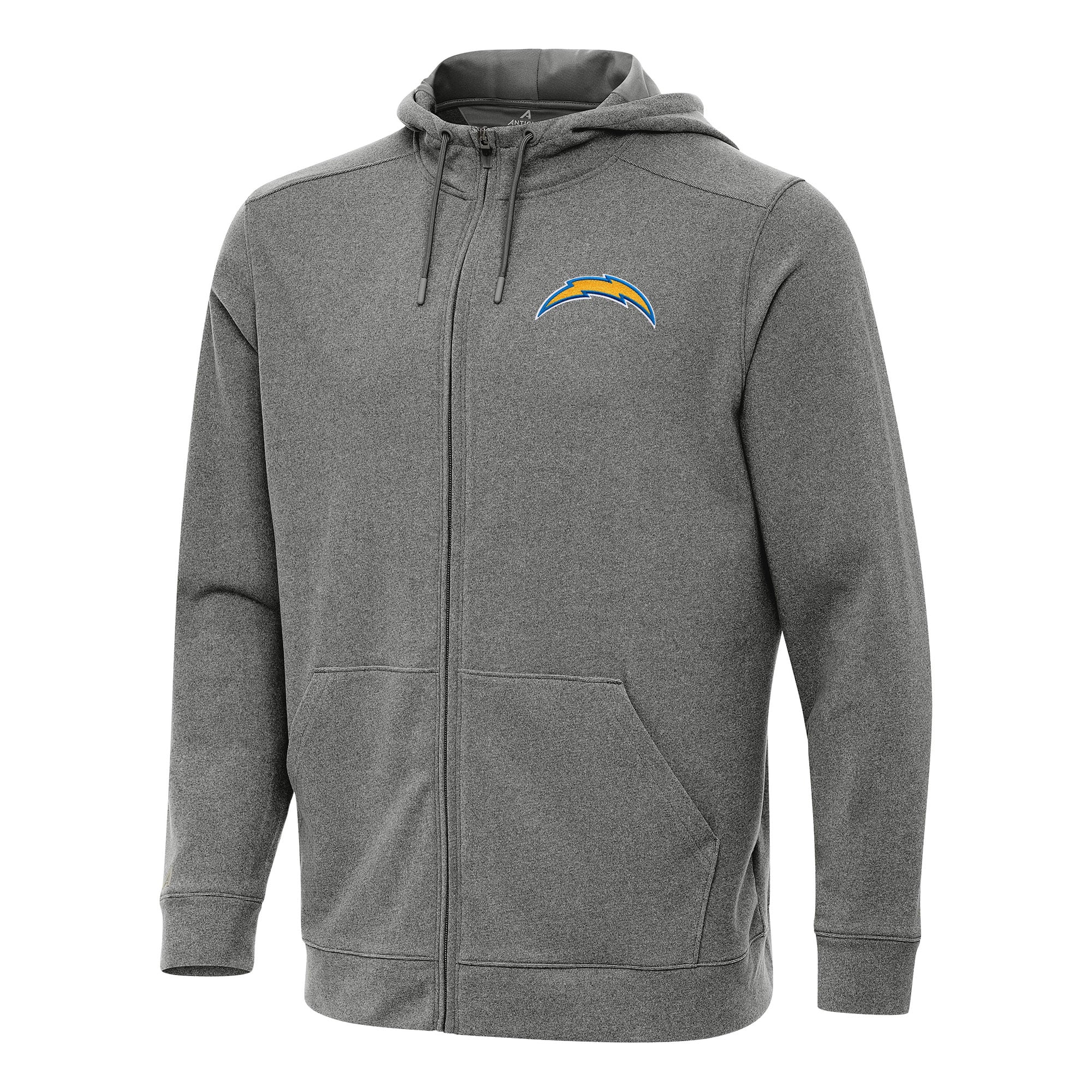 Men’s Antigua Heather Black Los Angeles Chargers Effortless Full-Zip Hoodie