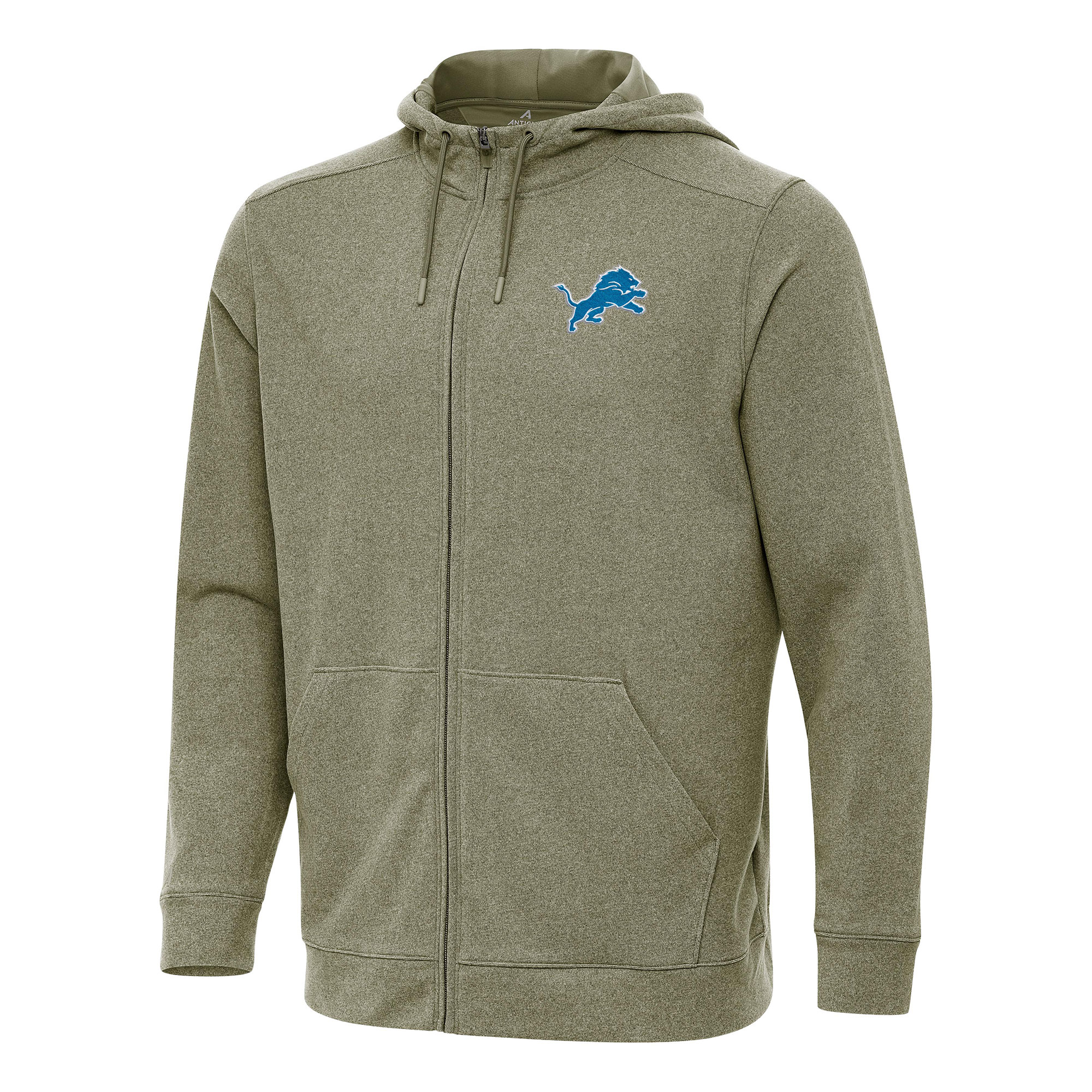 Men's Antigua Olive Detroit Lions Effortless Full-Zip Hoodie