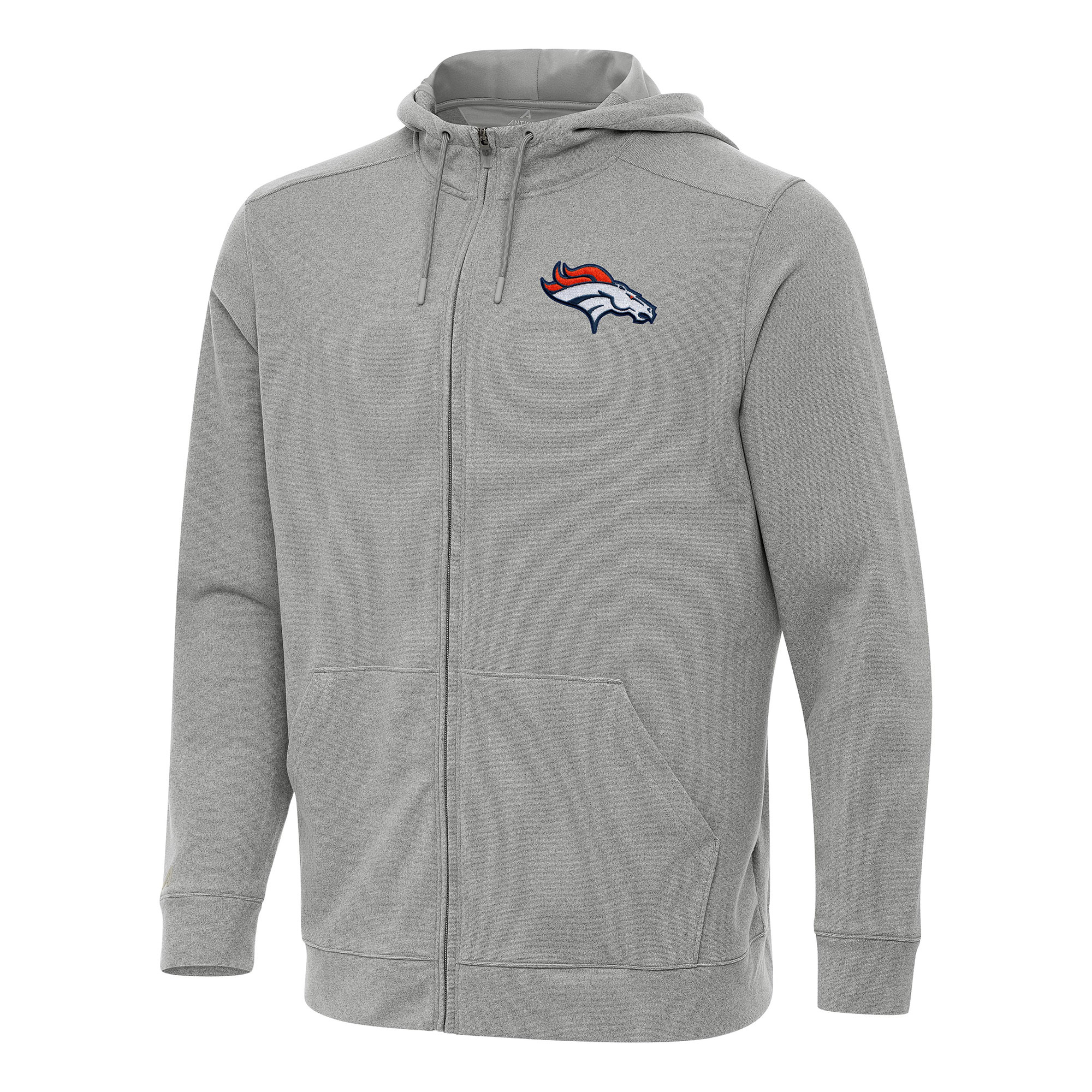 Men's Antigua Heather Gray Denver Broncos Effortless Full-Zip Hoodie