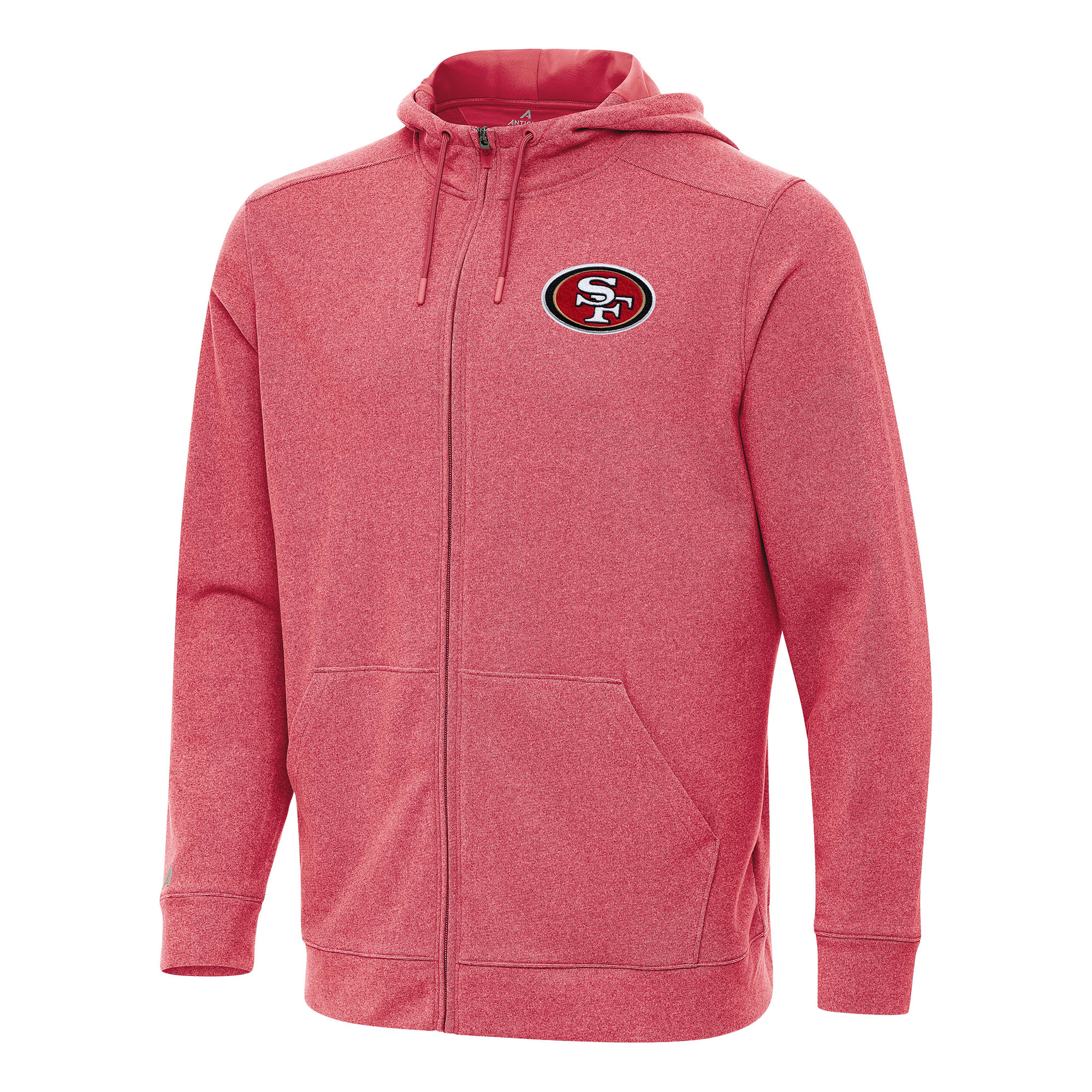 Men's Antigua Heather Scarlet San Francisco 49ers Effortless Full-Zip Hoodie