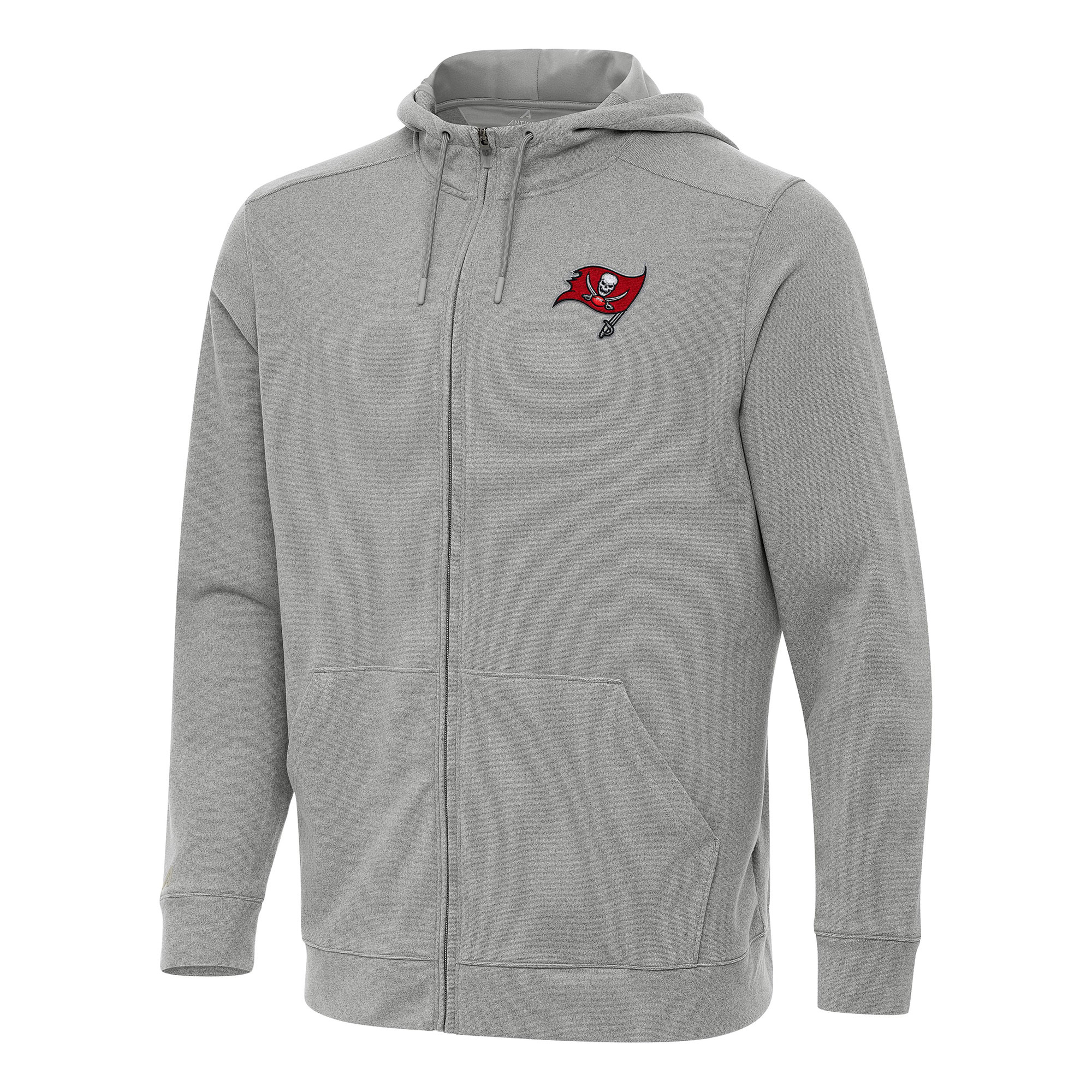 Men's Antigua Heather Gray Tampa Bay Buccaneers Effortless Full-Zip Hoodie