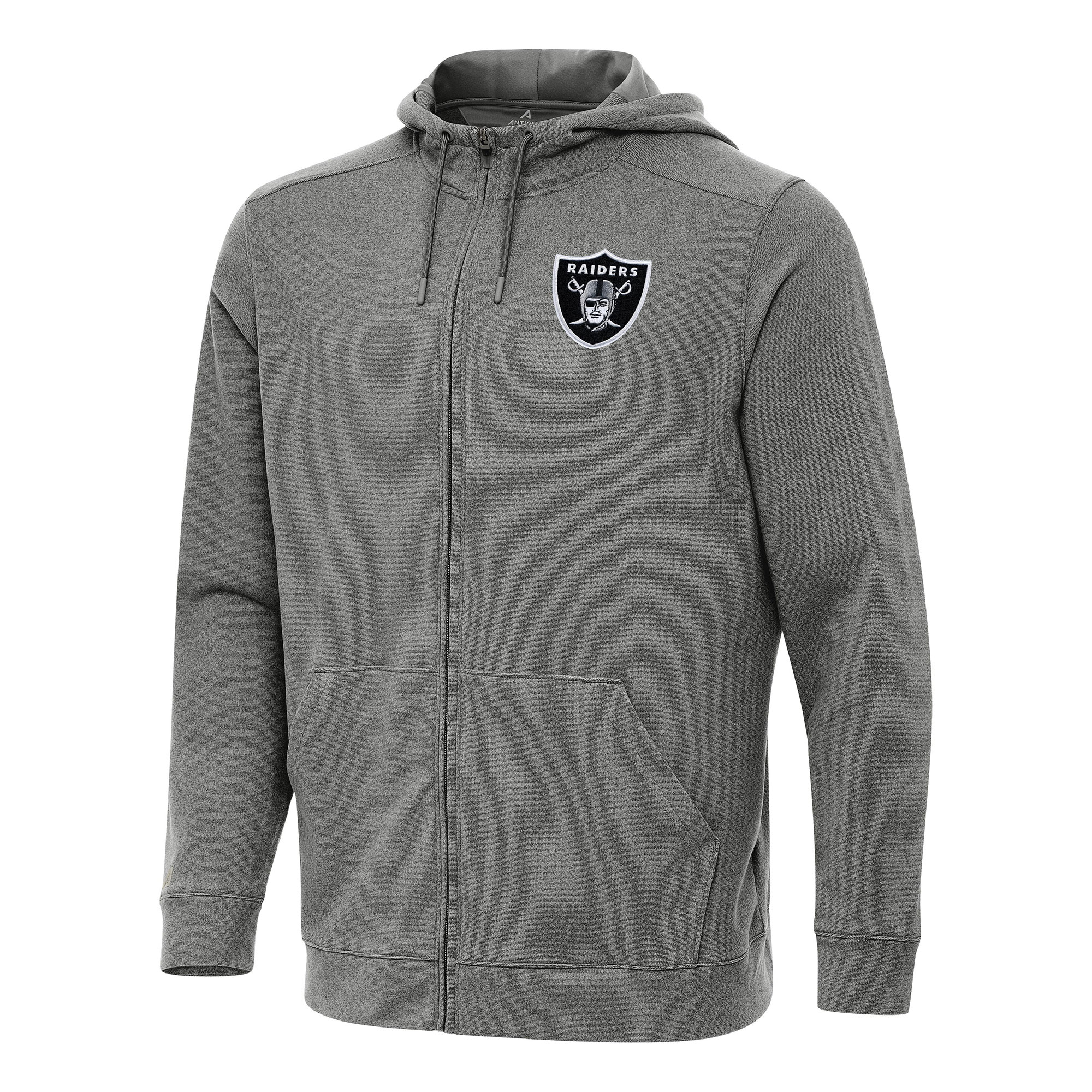 Antigua Men's Heather Black Las Vegas Raiders Effortless Full-Zip Hoodie - Charcoal