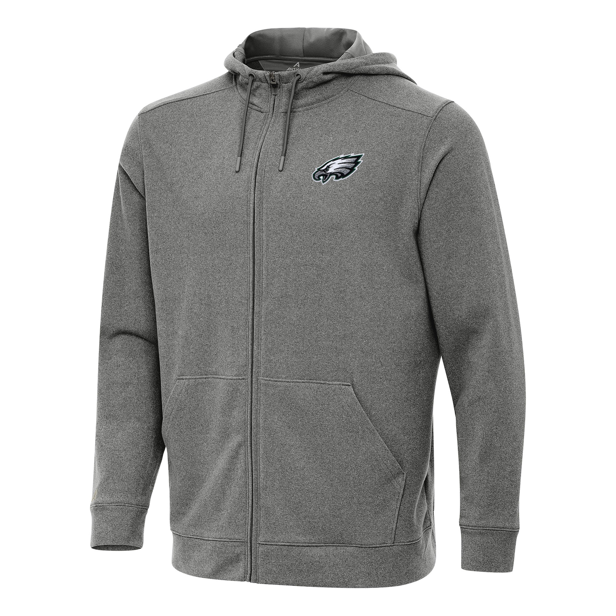 Men's Antigua Heather Black Philadelphia Eagles Effortless Full-Zip Hoodie