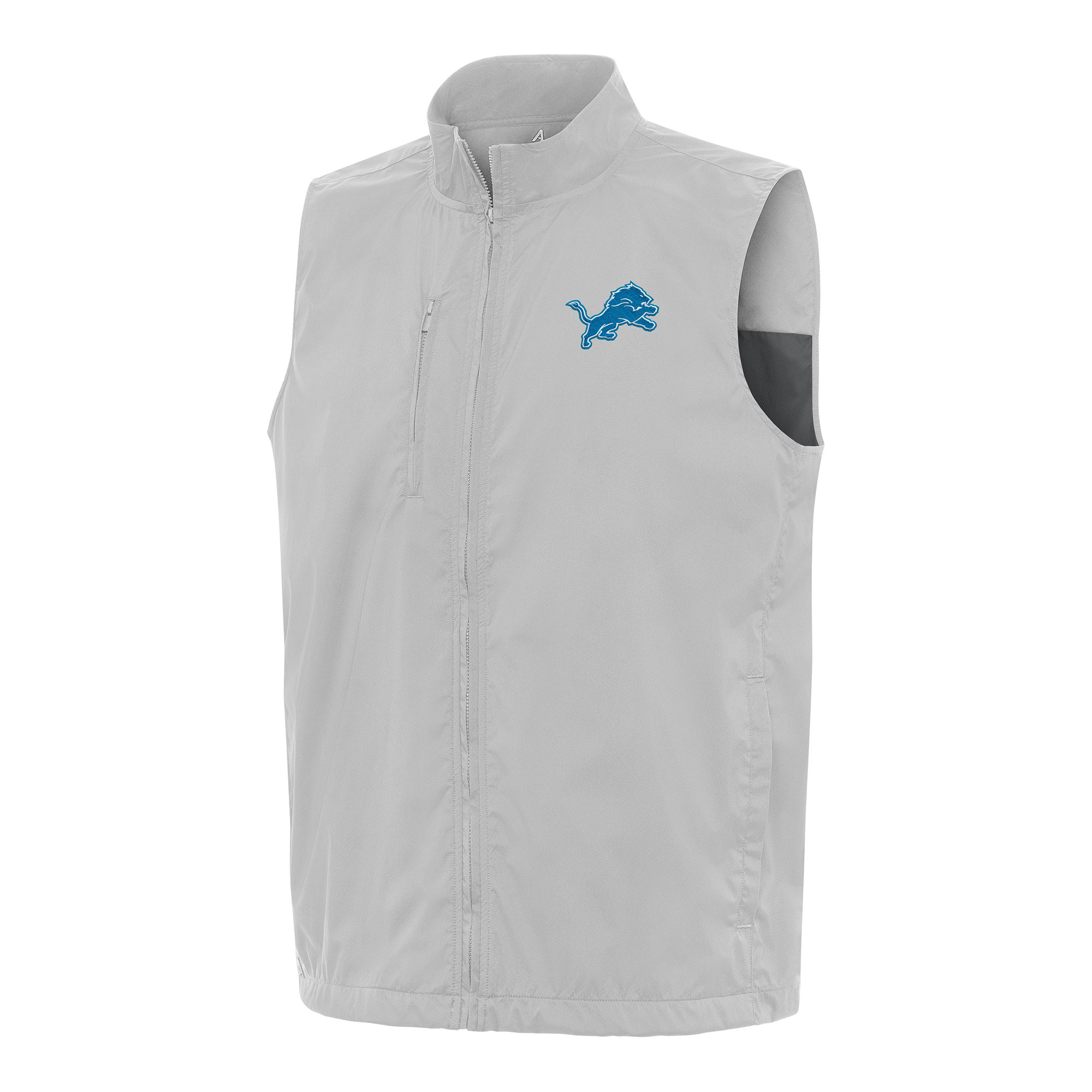 Men's Antigua Gray Detroit Lions Brisk Full-Zip Vest
