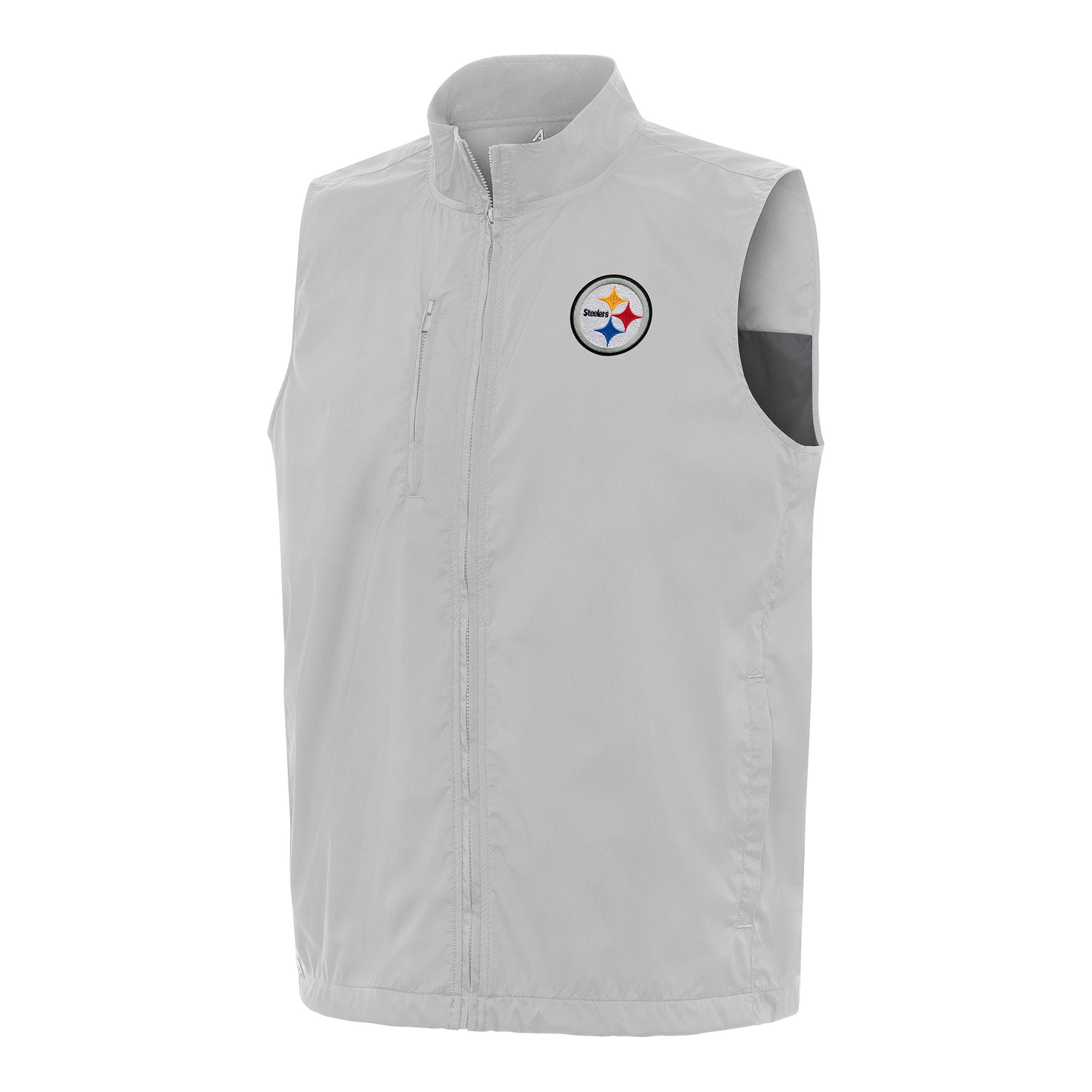 Men's Antigua Gray Pittsburgh Steelers Brisk Full-Zip Vest
