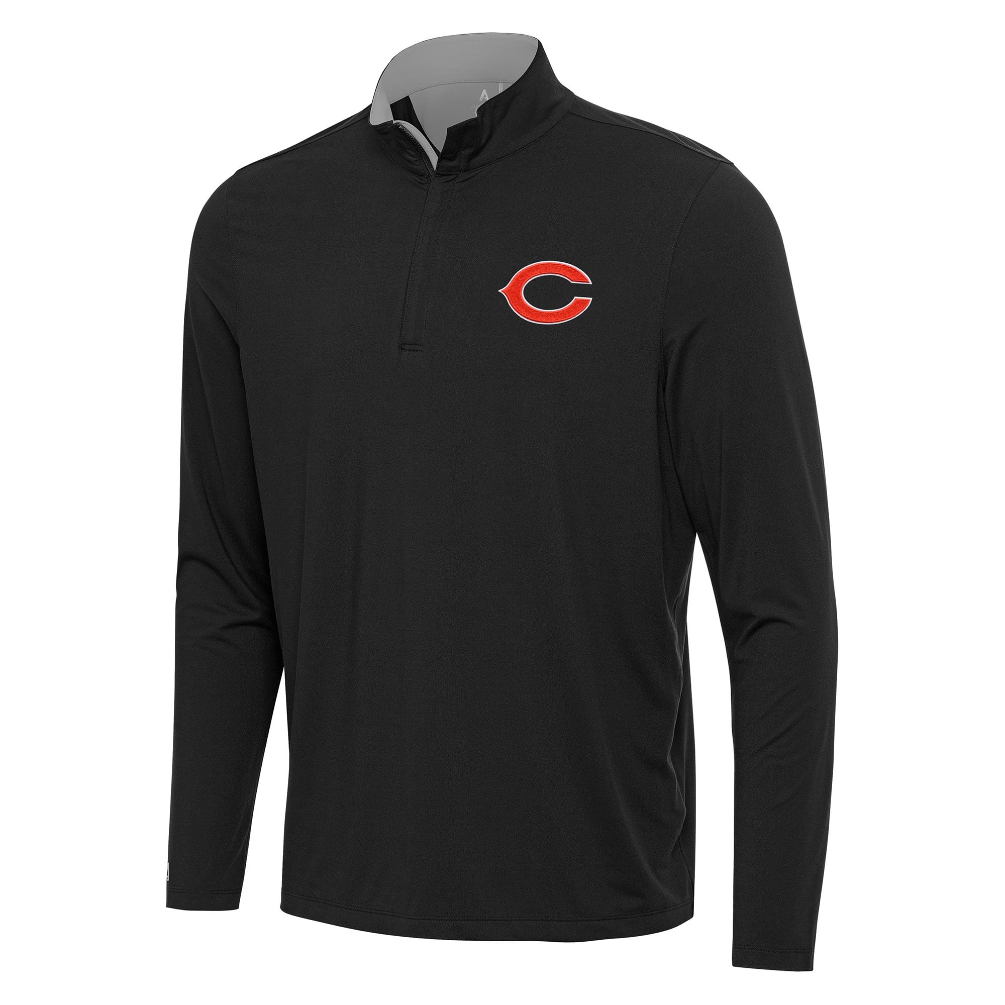 Men’s Antigua Black/Gray Chicago Bears Content Quarter-Zip Pullover Top Men’s Antigua Black/Gray Chicago Bears Content Quarter-Zip Pullover Top