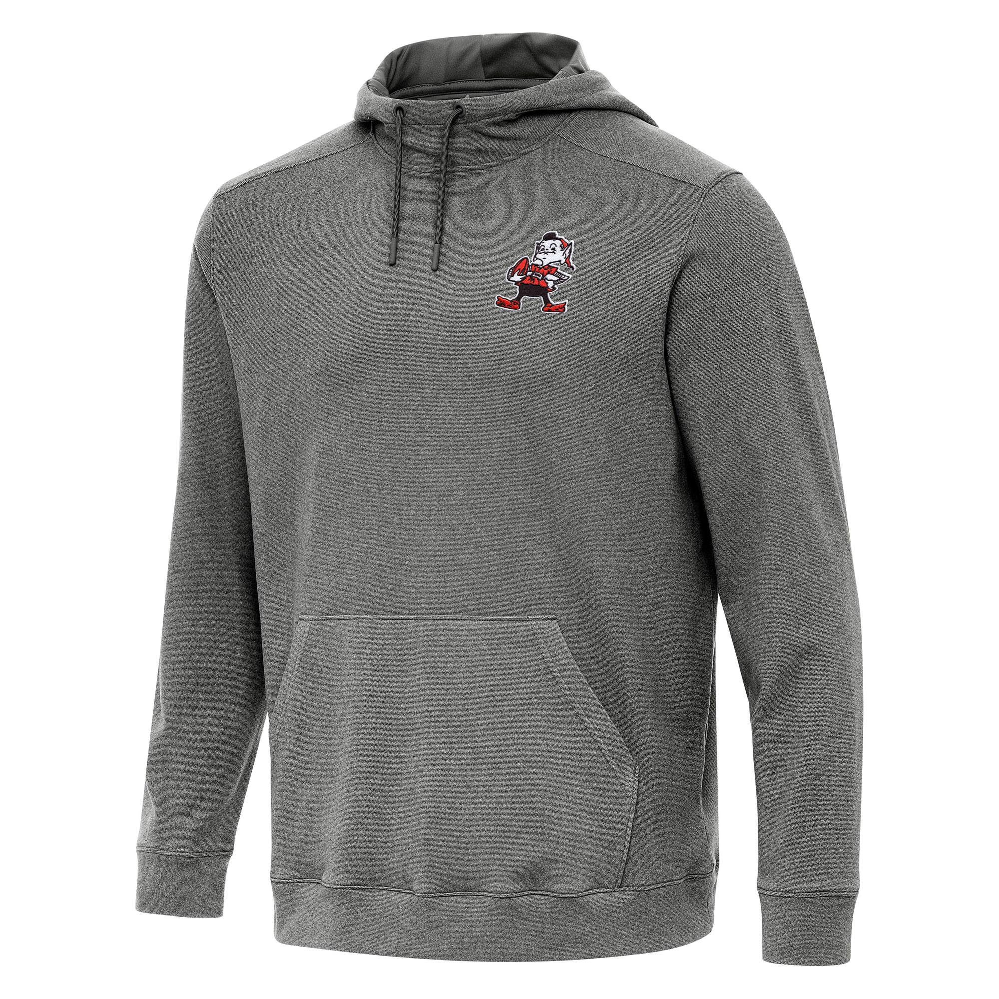 Men's Antigua Heather Black Cleveland Browns Cloud Pullover Hoodie