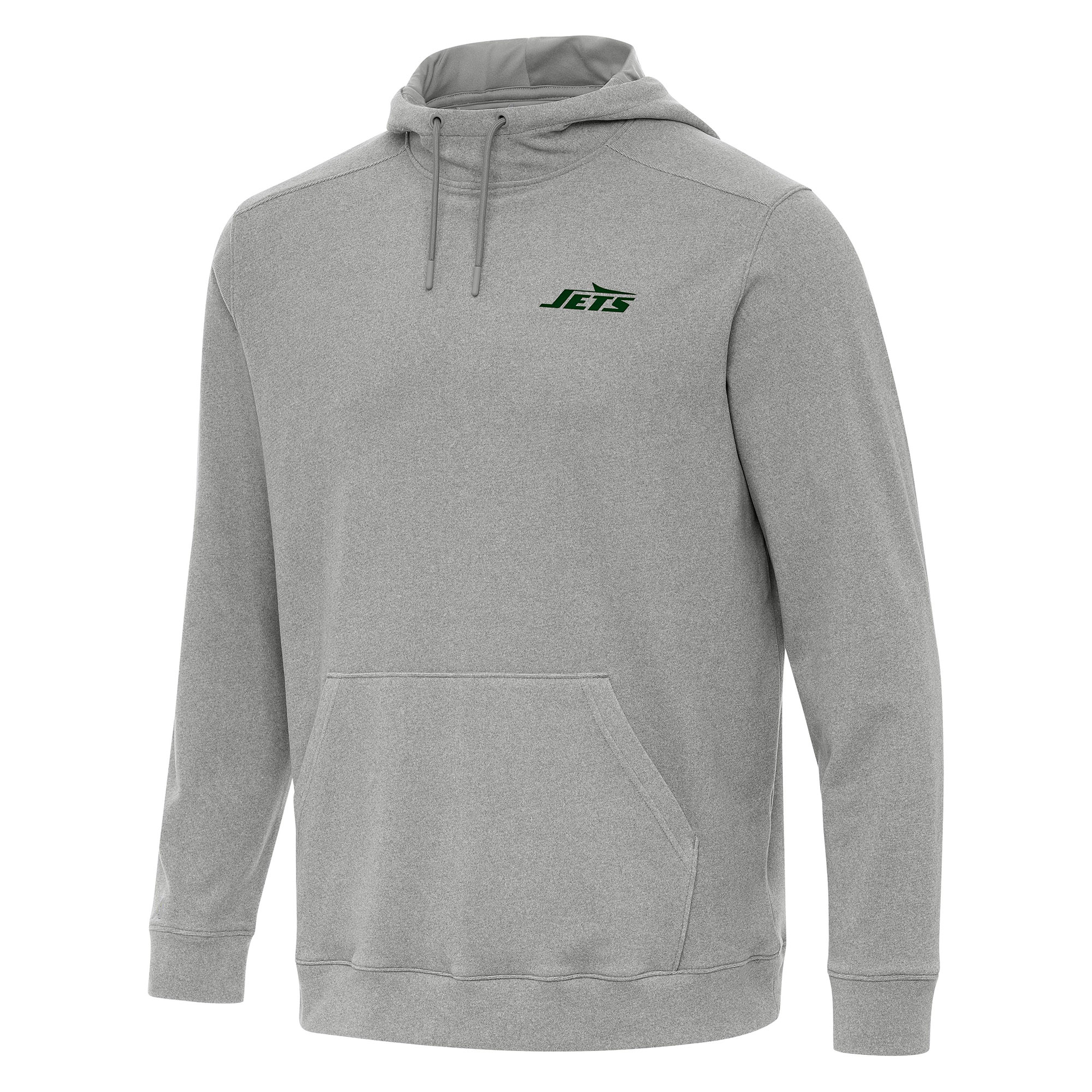 Men's Antigua Heather Gray New York Jets Cloud Pullover Hoodie