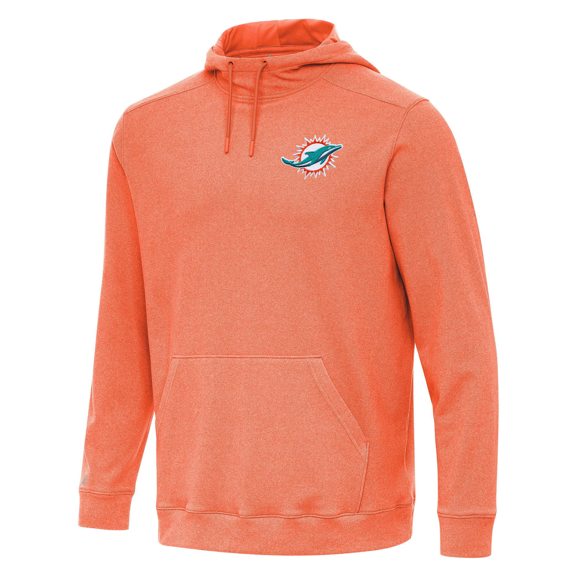 Men's Antigua Heather Orange Miami Dolphins Cloud Pullover Hoodie