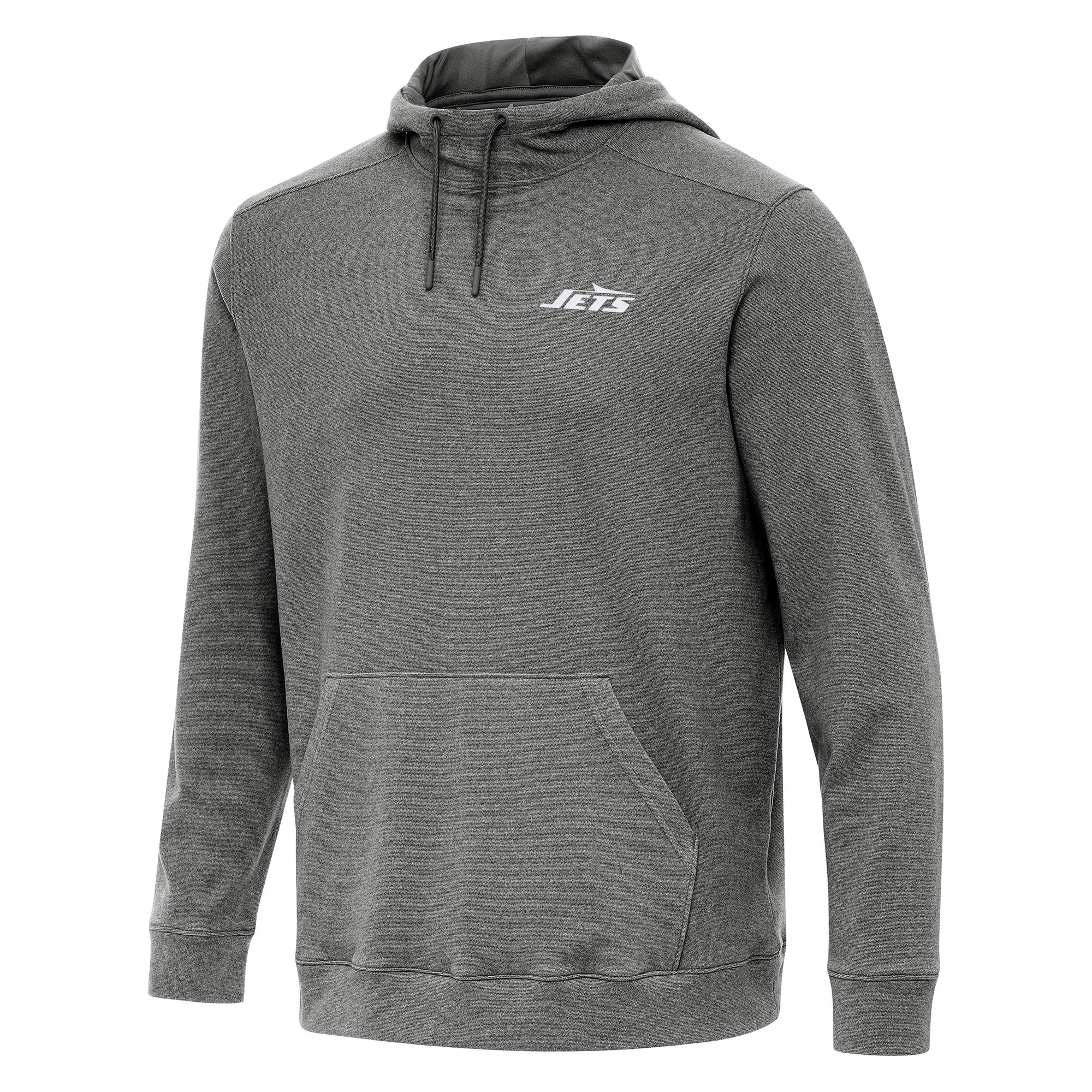 Men's Antigua Heather Black New York Jets Cloud Pullover Hoodie