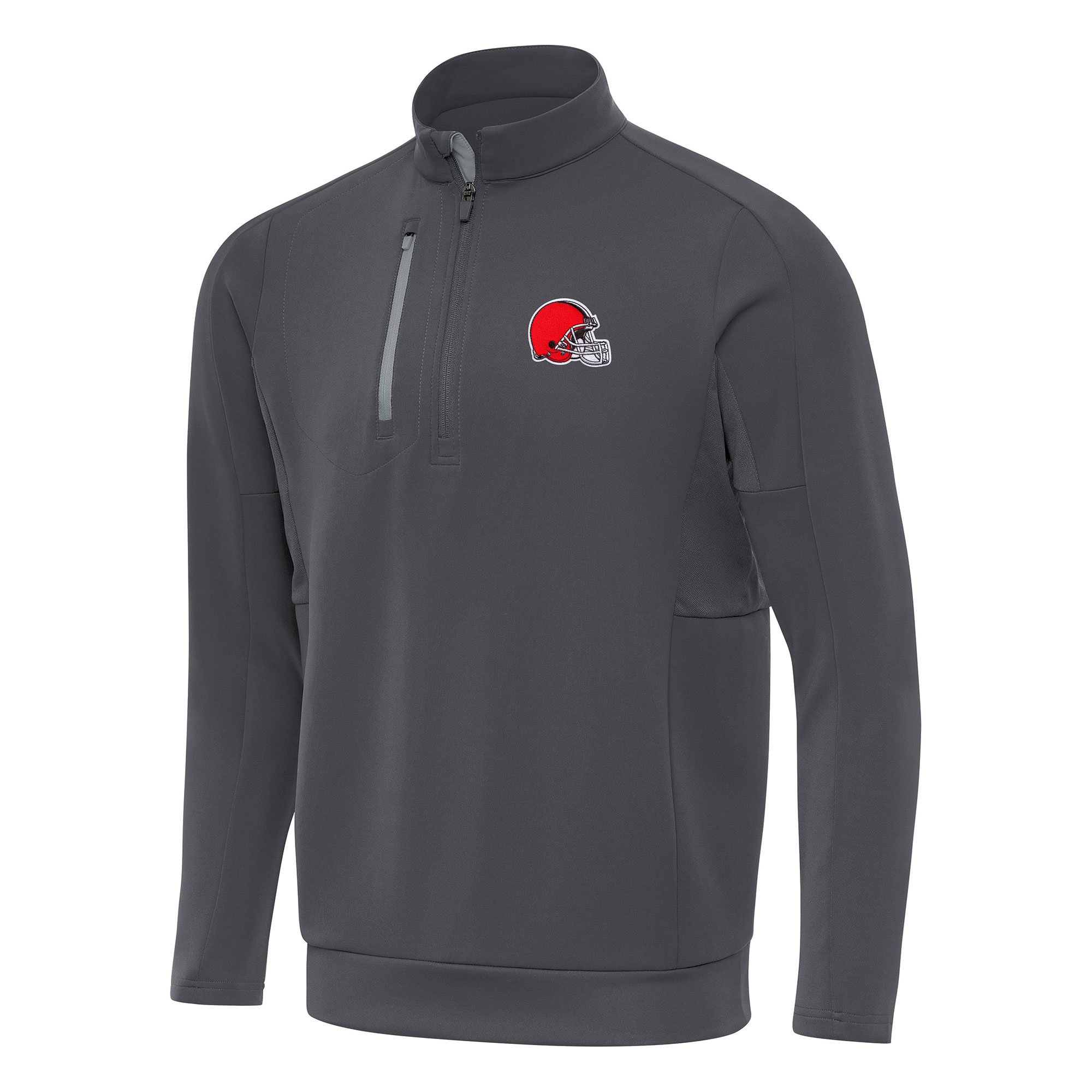 Men's Antigua Pewter Cleveland Browns Generation Quarter-Zip Pullover Top