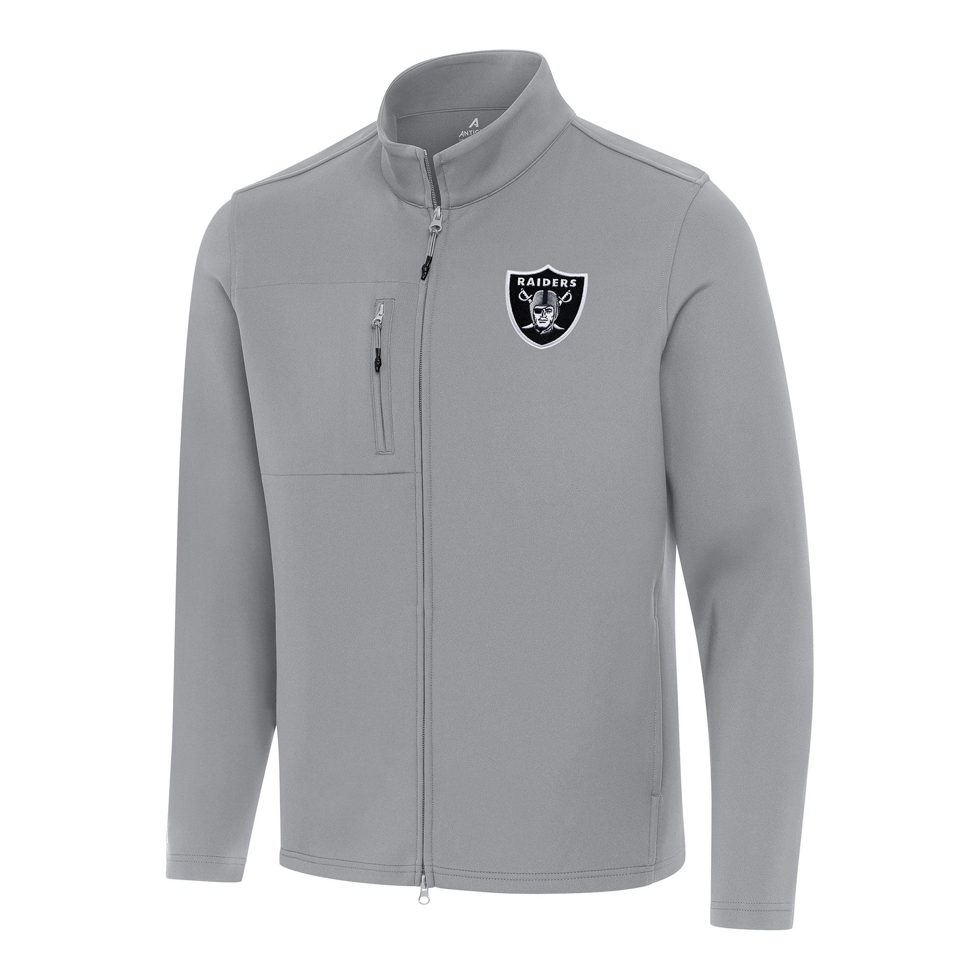Men's Antigua Gray Las Vegas Raiders Objection Full-Zip Jacket